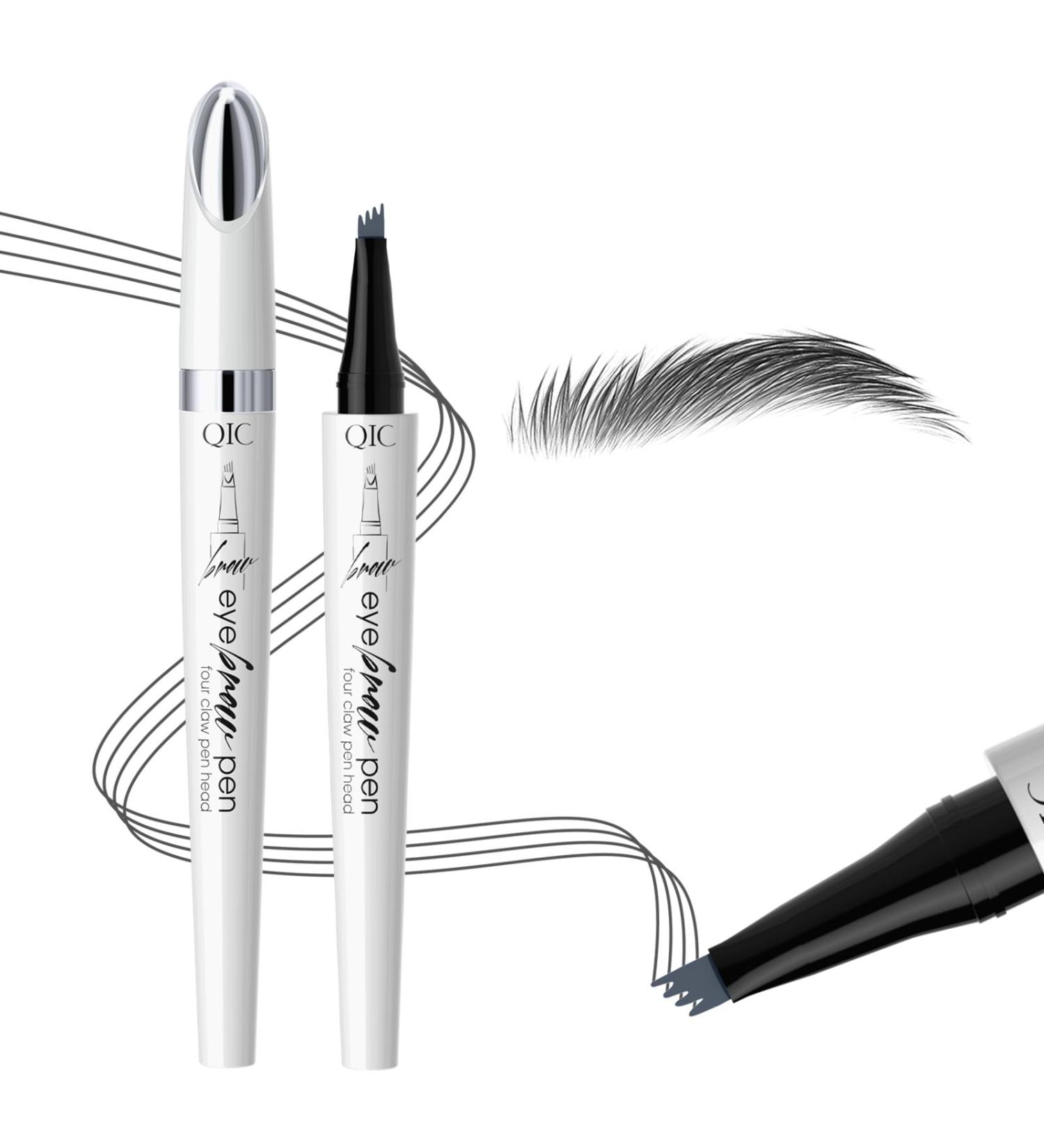Buy Long-Lasting Waterproof Eyebrow Pencil with 4 Fork Tip Design - Gray | Stereoscopic Eye Makeup for Perfect Brows - Buy Online on GoSupps.com