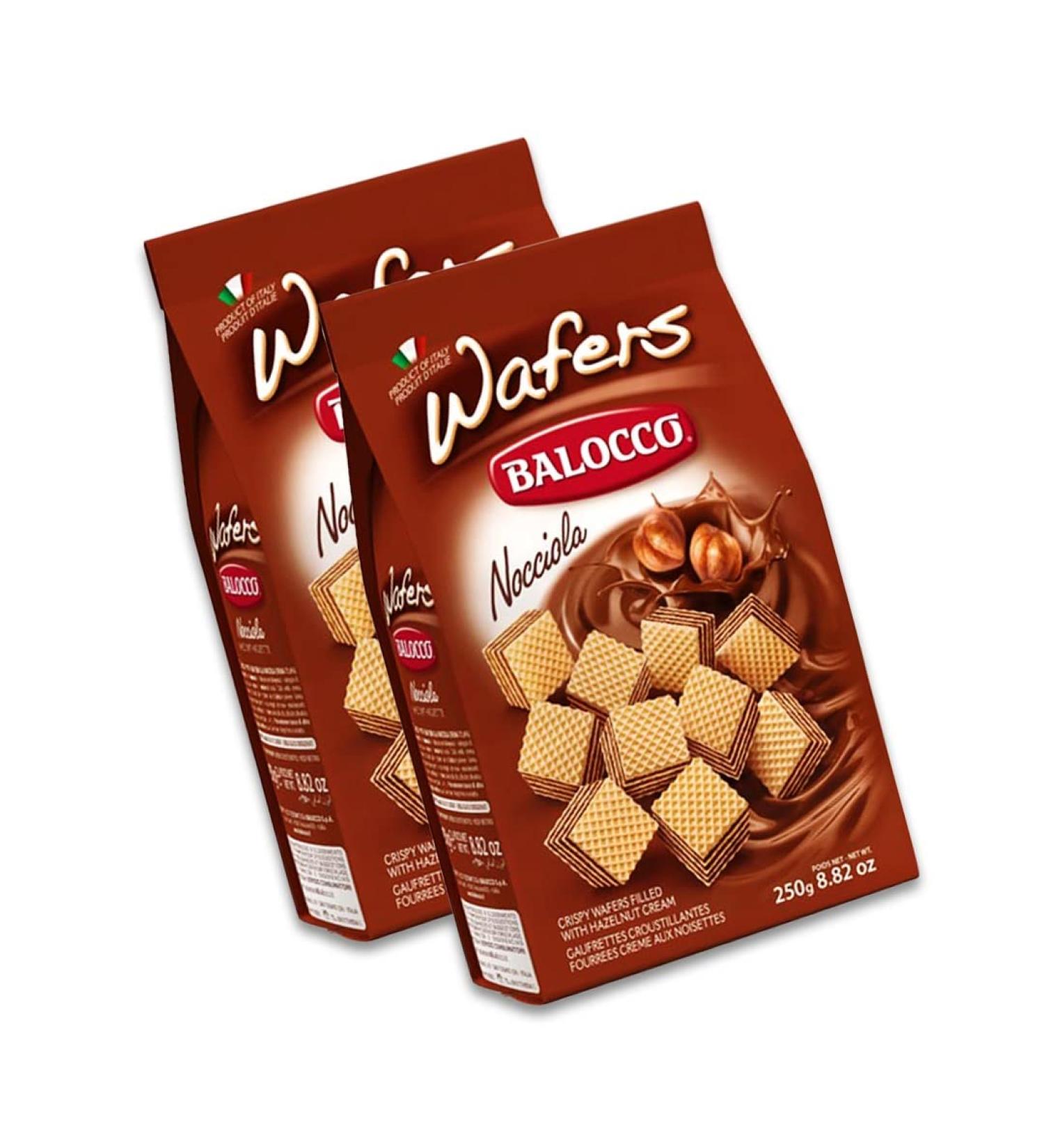 Balocco Wafers Hazelnut | 250G | Nocciola Cream | Wafers Hazelnut | Perfect Snacks for Every Time | Hazelnut Cream | Flavored Sandwich Biscuit Wafer (Pack of 2)