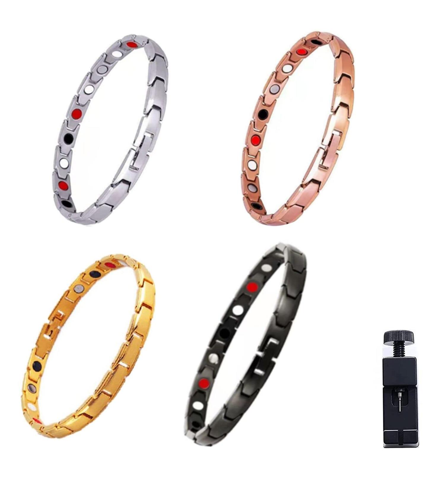 4 Pack Adjustable Magnetic Lymph Detox Bracelet for Women Men - Arthritis Pain Relief & Lymph Drainage Therapy - Buy Online on GoSupps.com