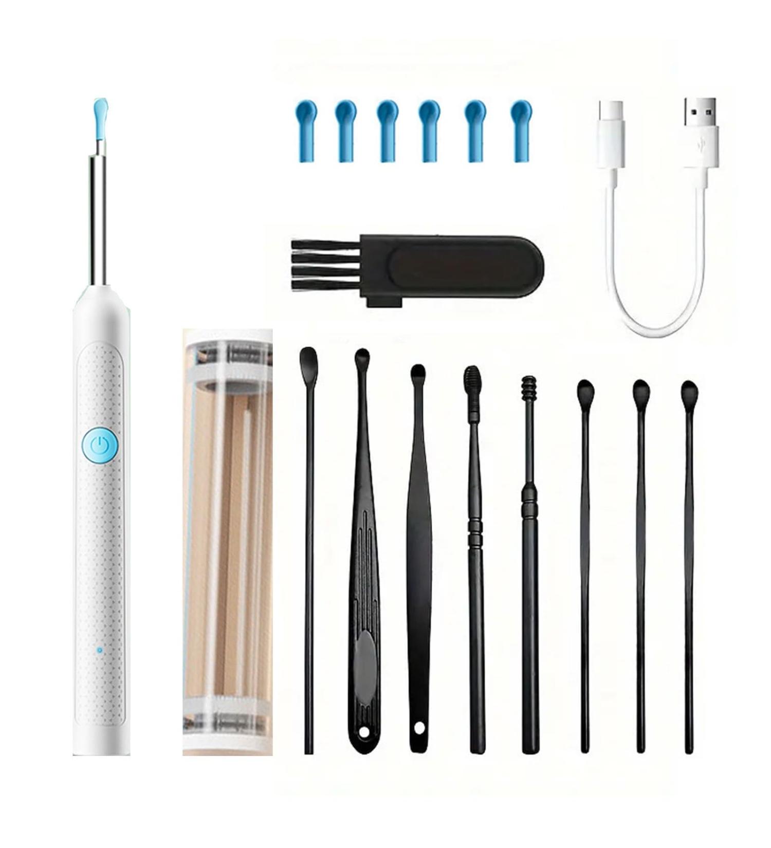 htigers Ear Wax Removal Tool 2000W Camera Ear Cleaner with Camera LED Lights for Safe Earwax Removal 1080P Otoscope 16 Ear Cleaning Tools Ear Cleaning for iPhone & Android Phones(White) - Buy Online on GoSupps.com