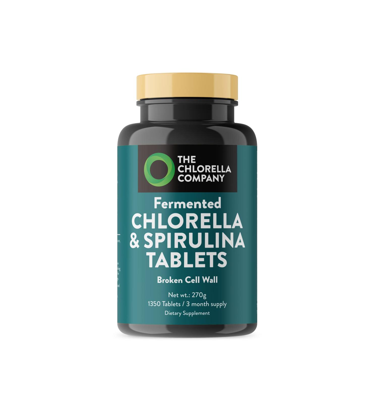 The Chlorella Company Fermented Chlorella & Spirulina Tablets | Broken Cell Wall | 3 Month Supply | Gluten-Free Vegan Non-GMO - Buy Online on GoSupps.com