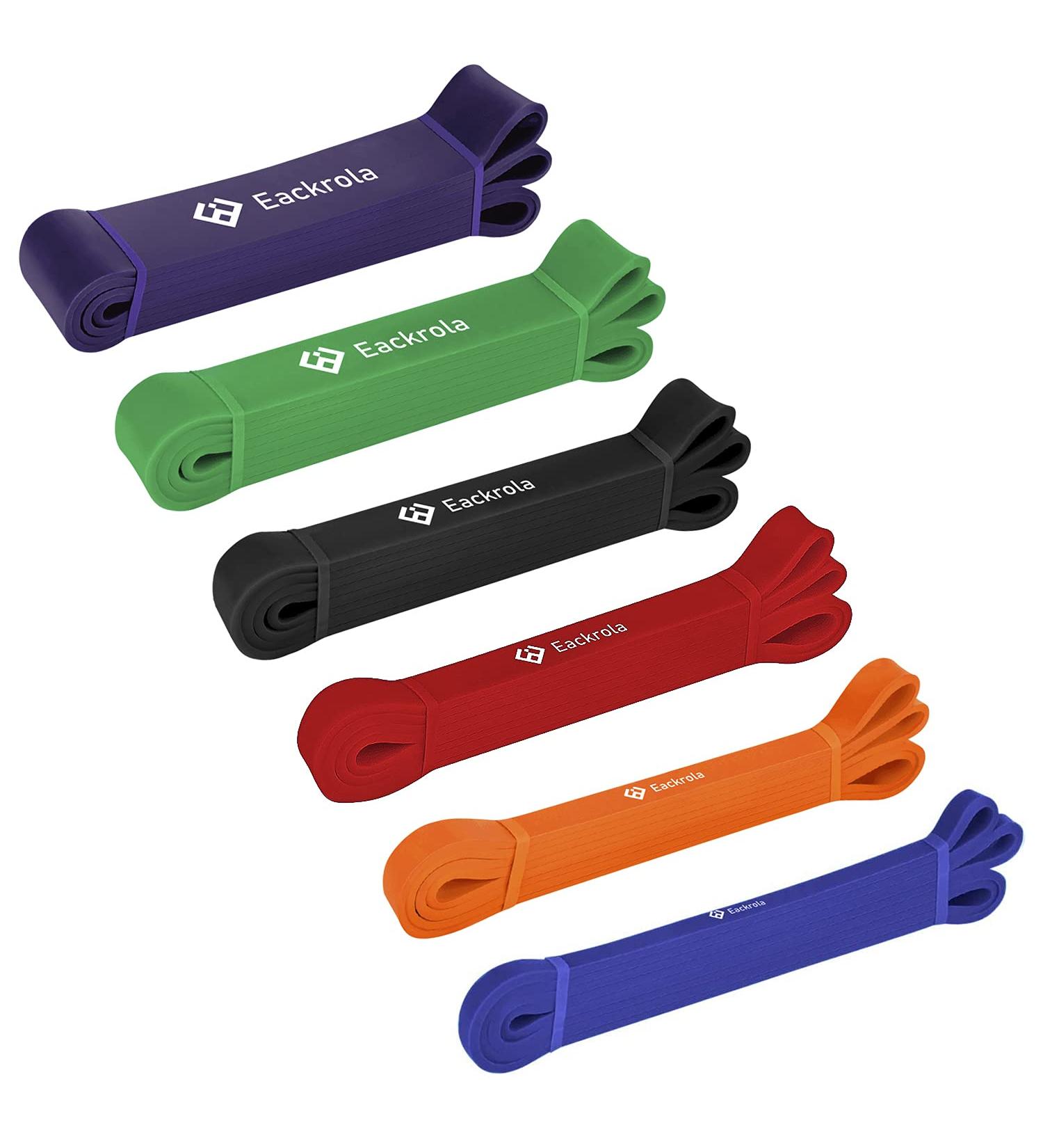 Eackrola Pull Up Assistance Bands Set - Set of 6 Heavy Duty Resistance Bands for Workout Exercise - Includes Instruction Guide and Carry Bag - Buy Online on GoSupps.com