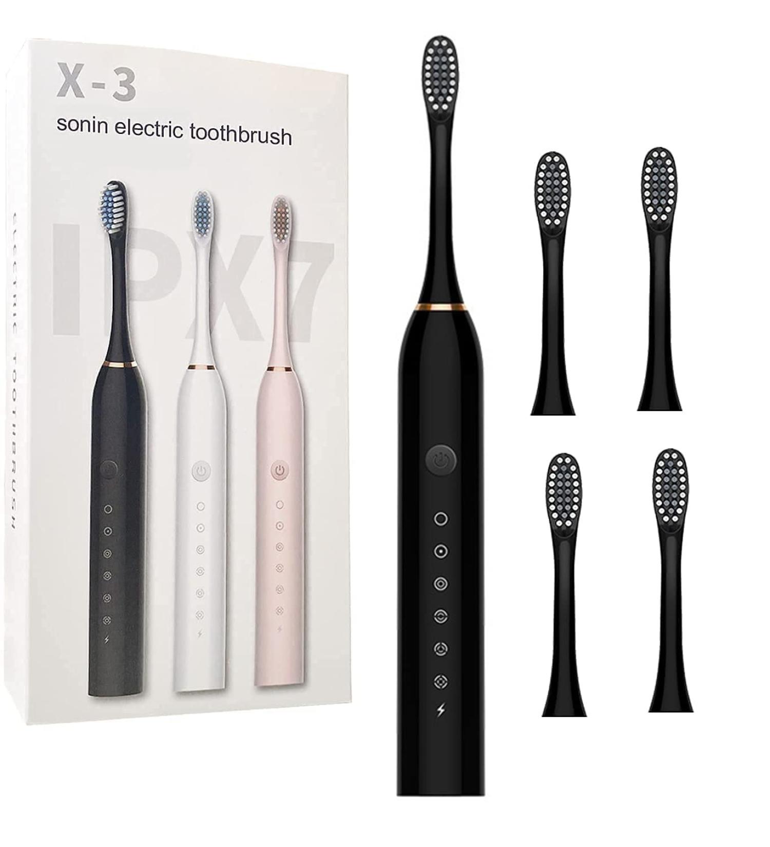 Buy MQX-3 Sonic Electric Toothbrush - 4 Brush Heads 6 Modes USB Rechargeable 60 Days Battery Powerful 42000 VPM Motor for Adults & Kids - Fast International Shipping - Buy Online on GoSupps.com