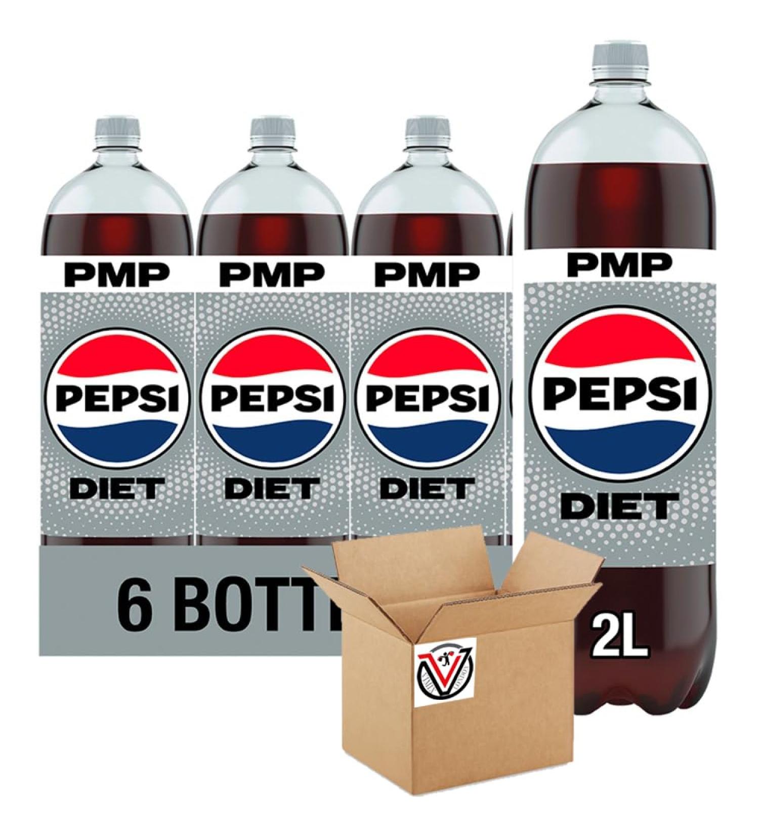 6 x Diet Peppsi Colaa Bottle PMP 2L - Carbonated Low Calorie Colaa Flavoured Soft Drink with Sweeteners | VIMIX - Buy Online on GoSupps.com