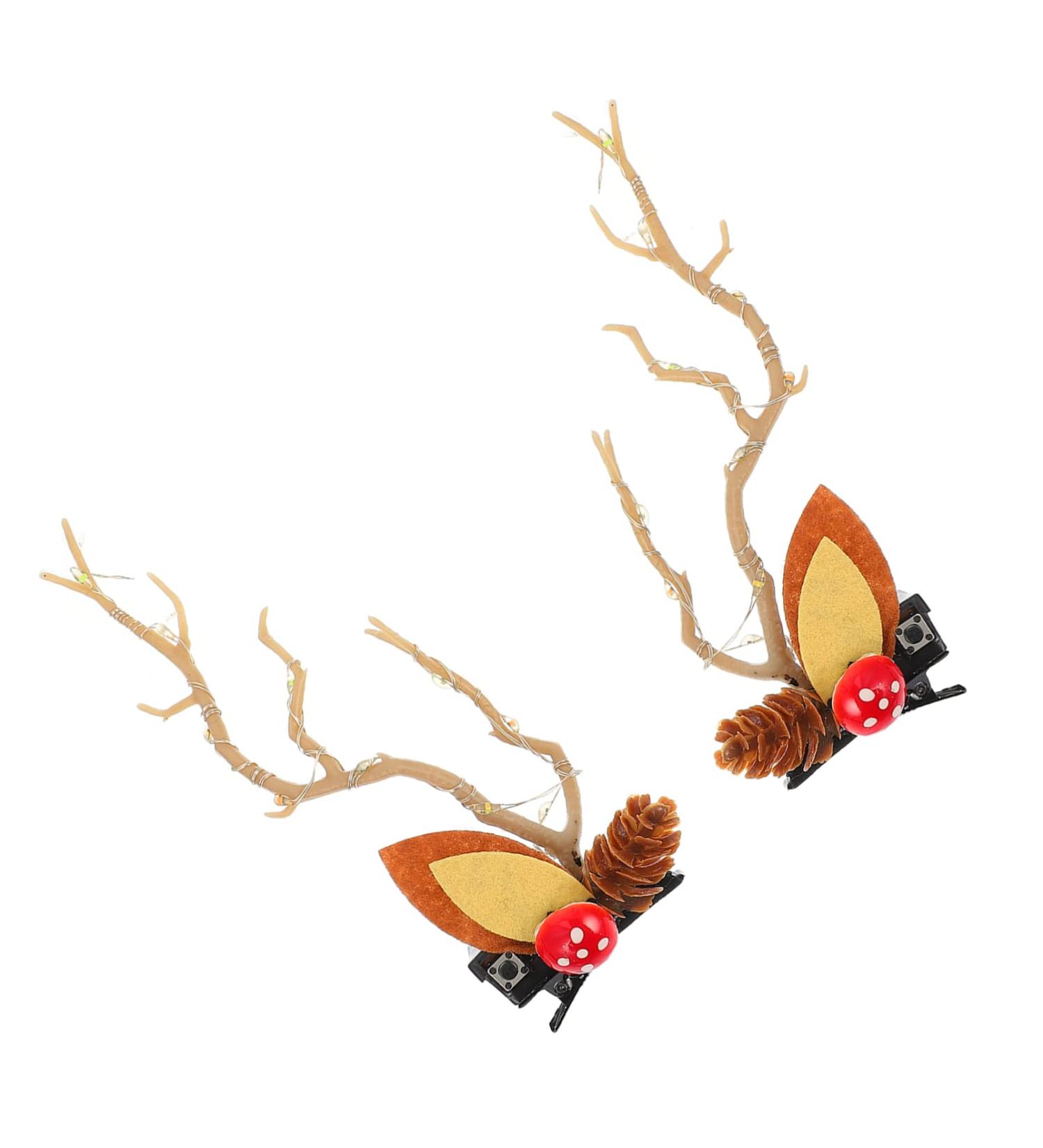 minkissy 2 Pairs Christmas Glow Barrette Christmas Hairpin Glowing Hairpin Girl Hair Accessories Girls Hair Ties Hair Ornaments for Women Xmas Hair Clips Antlers Deer Horns Hair Holder Ear - Buy Online on GoSupps.com