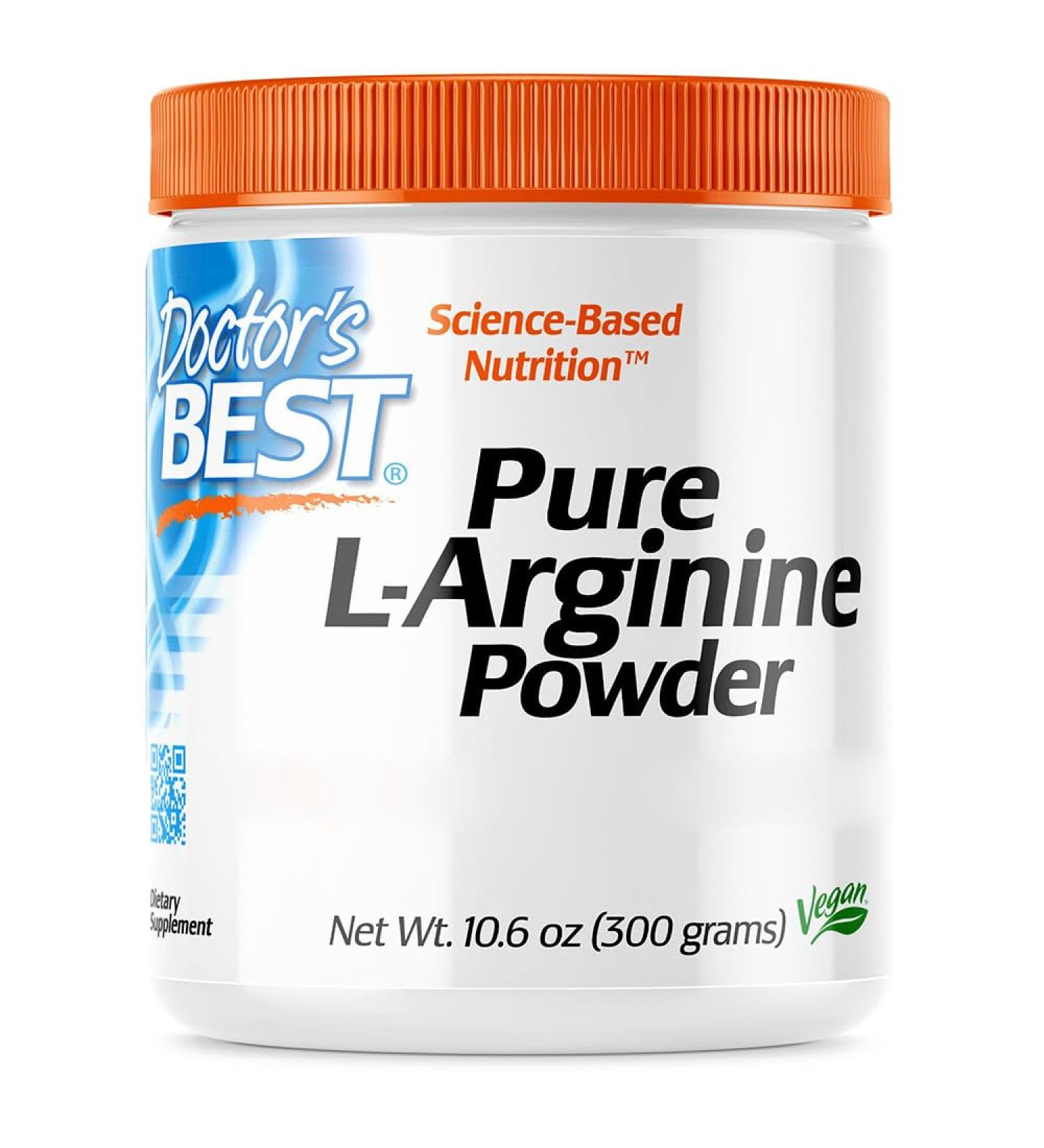 Doctor's Best Pure L-Arginine Powder 300g - Highly Dosed Amino Acid Supplement | Vegan, Lab-Tested, Gluten-Free | Non-GMO - Soy-Free | Vegetarian-Friendly - Buy Online on GoSupps.com