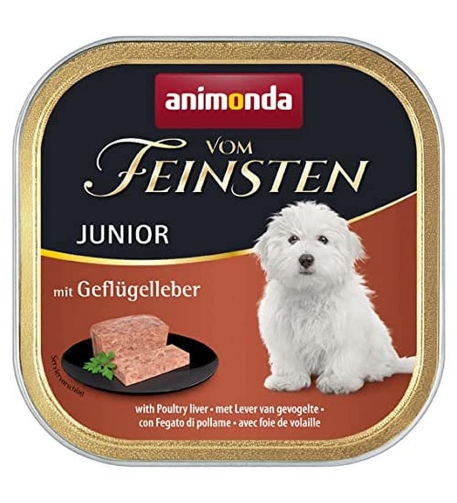 Animonda of the finest junior dog food wet food for dogs in growth with wing liver 22 x 150 g with poultry 150 g (22 pack)