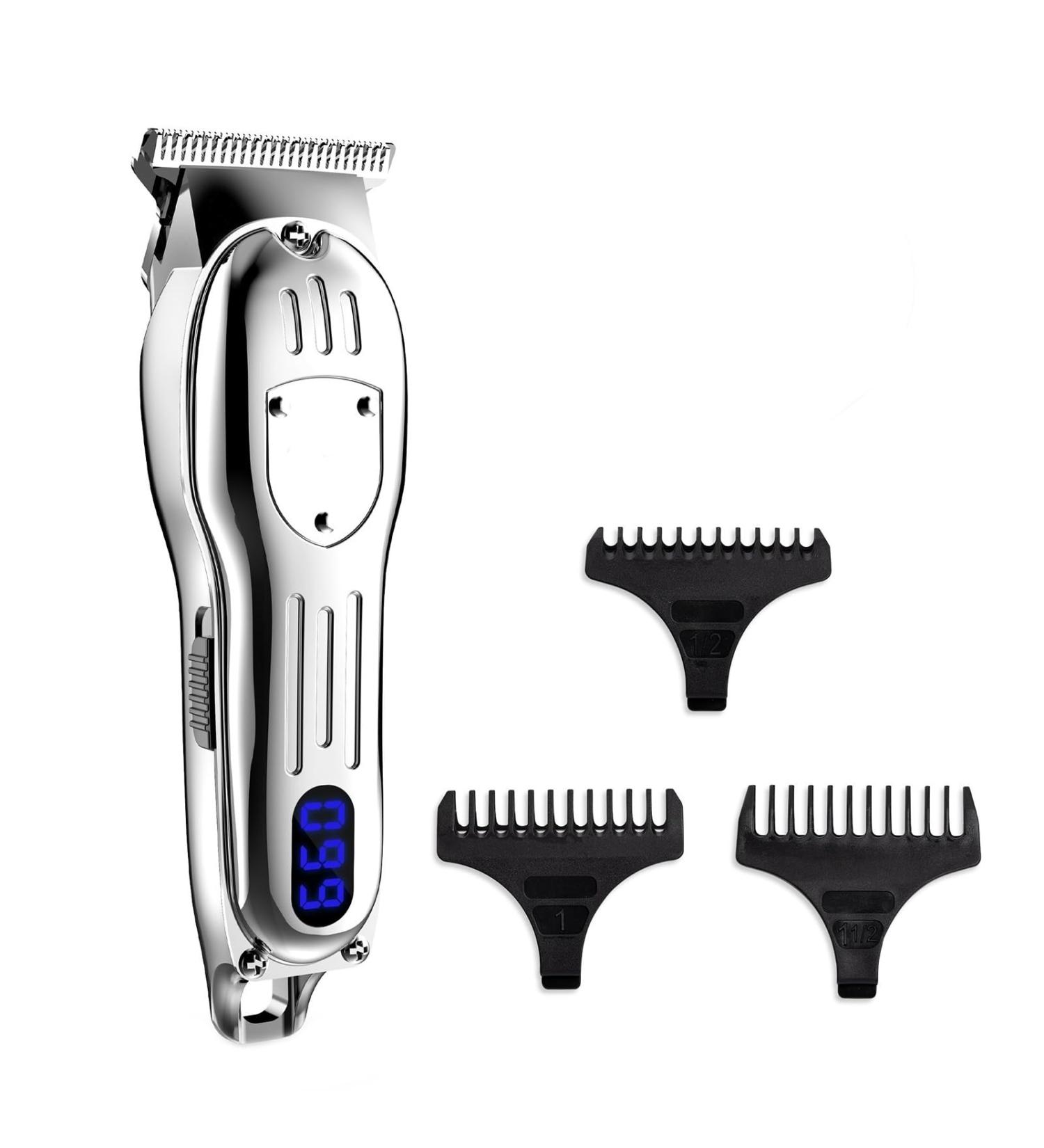 Professional All Metal Hair Clipper - Electric Men's Hair Cutter & Grooming Kit - Travel-Friendly Silver Hairdresser Trimmer - Buy Online on GoSupps.com