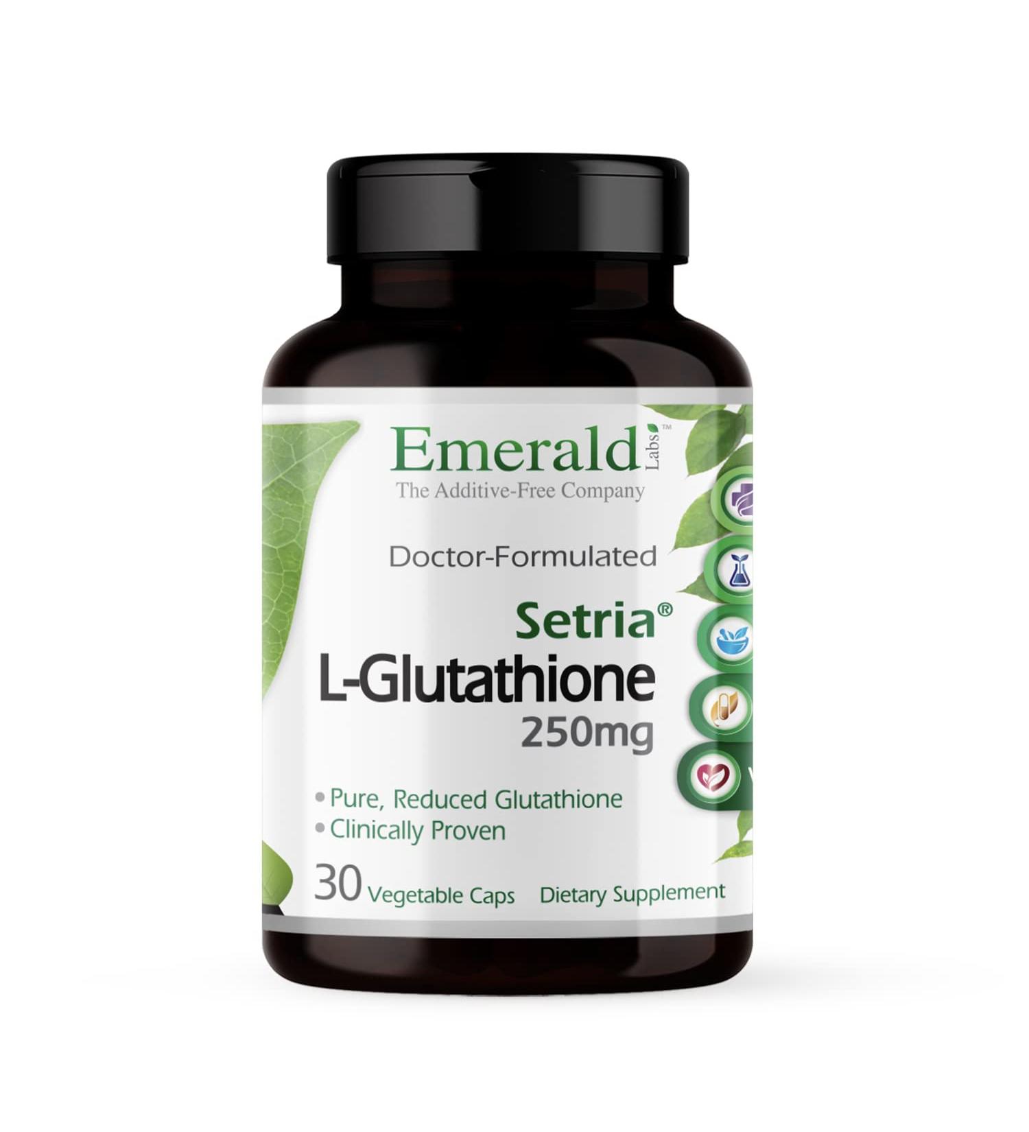 Emerald Labs Setria L-Glutathione - 30 Vegetable Capsules for Liver Cleanse & Immune Health - Buy Online on GoSupps.com