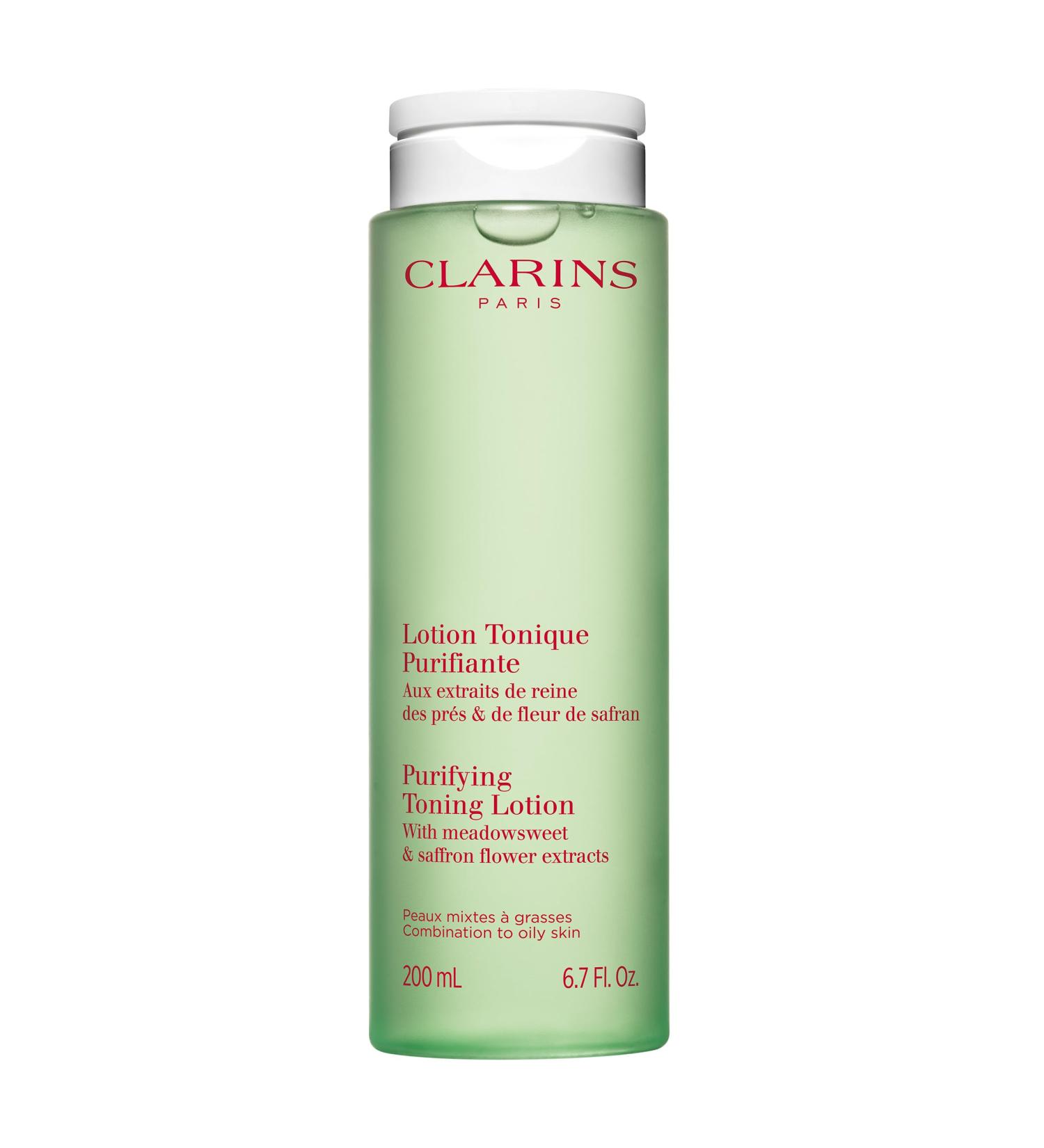 Clarins Purifying Toning Lotion | Less Oily Skin After 14 Days of Use* | Cleanses Hydrates Purifies Mattifies and Balances Skin's Microbiota | Contains Witch Hazel | Combination To Oily Skin Types 6.7 Fl Oz (Pack of 1) - Buy Online on GoSupps.com