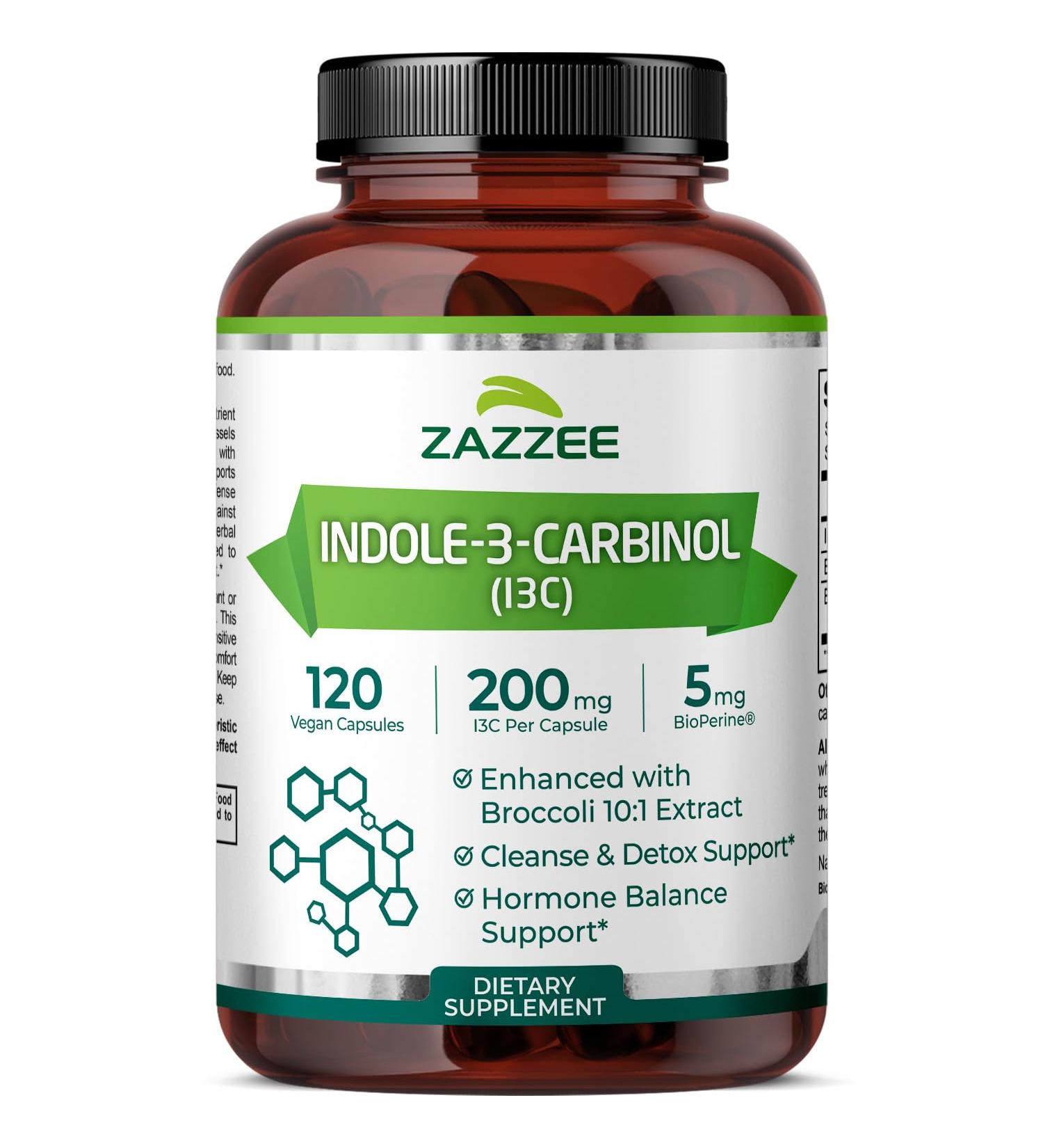 Zazzee High Absorption Indole-3-Carbinol (I3C) 200 mg per Capsule 120 Vegan Capsules 4 Month Supply 5 mg BioPerine for Enhanced Absorption 100% Vegetarian All-Natural and Non-GMO - Buy Online on GoSupps.com