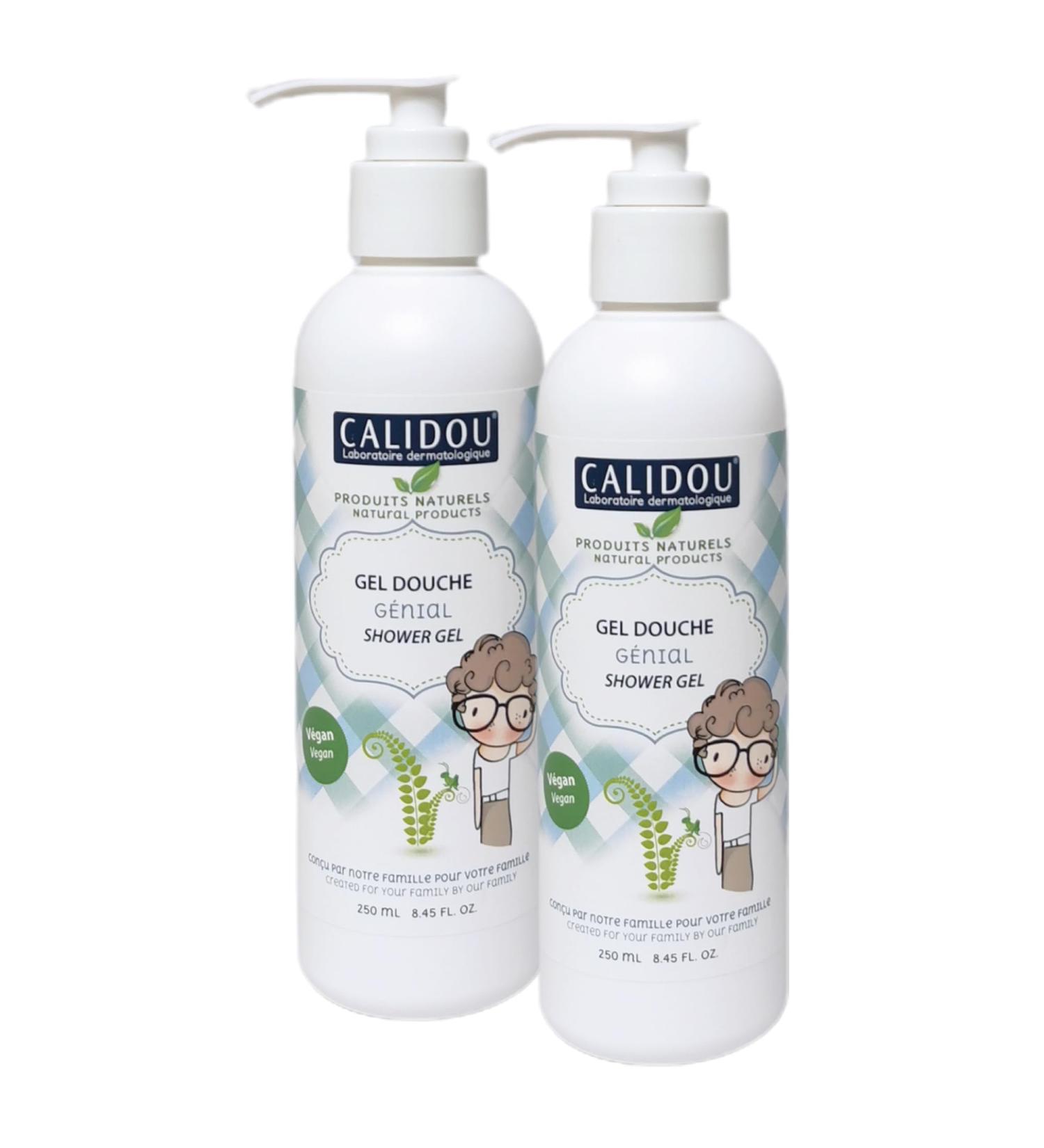 CALIDOU Shower Gel | 100% Natural | Vegan | for kids & baby | Antioxidants Extract Keep Skin Moisturized | Protect the delicate skin Respect the skin's delicate PH balance Sulfate FREE No SLS | Made in CANADA (Genial Duo)