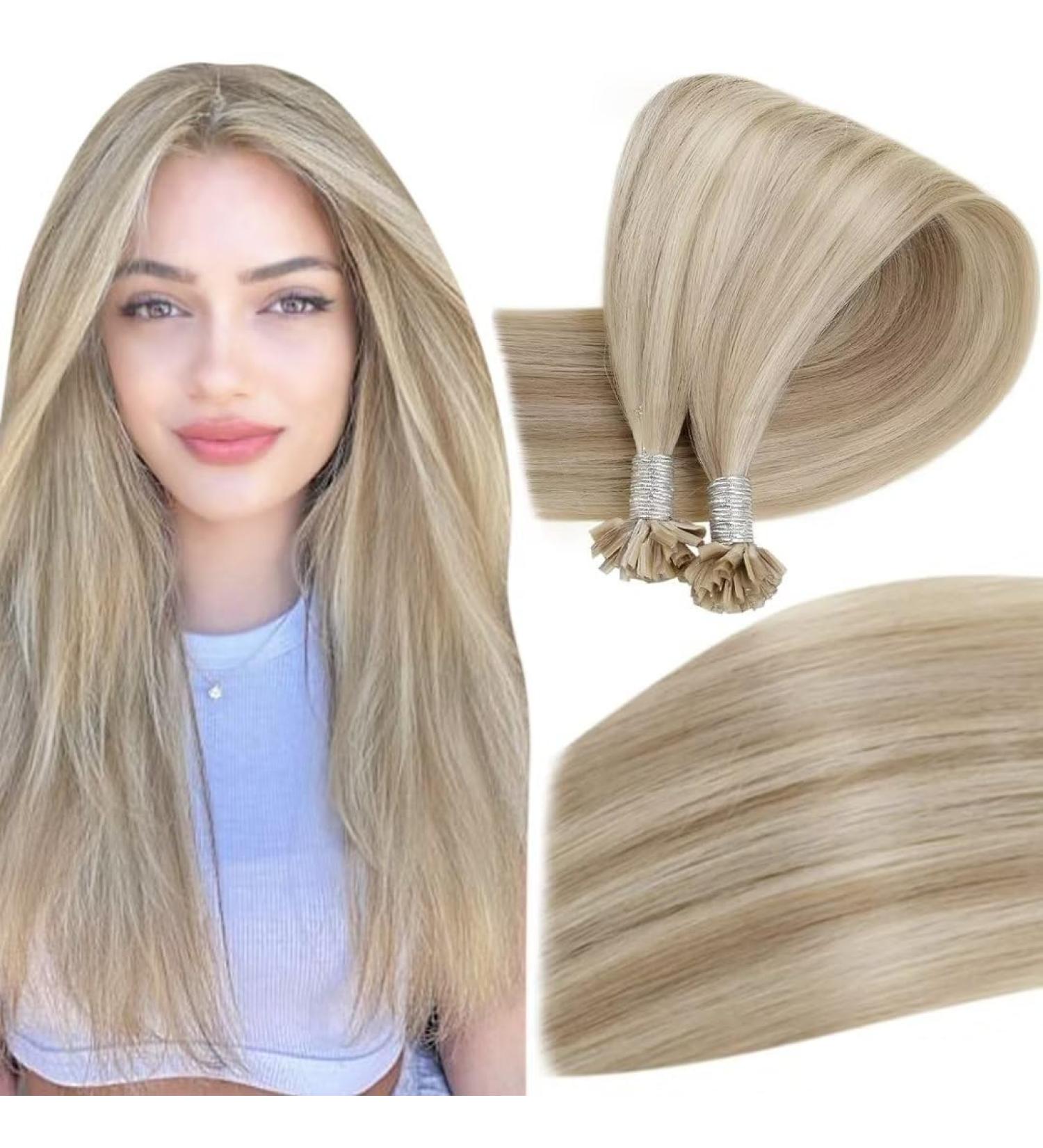 Easyouth Real Hair Extensions - Pre-Bonded U Tips 14 Inch Blond Mix #18P613 50g (50 Pieces) - Premium Quality International Shipping - Buy Online on GoSupps.com