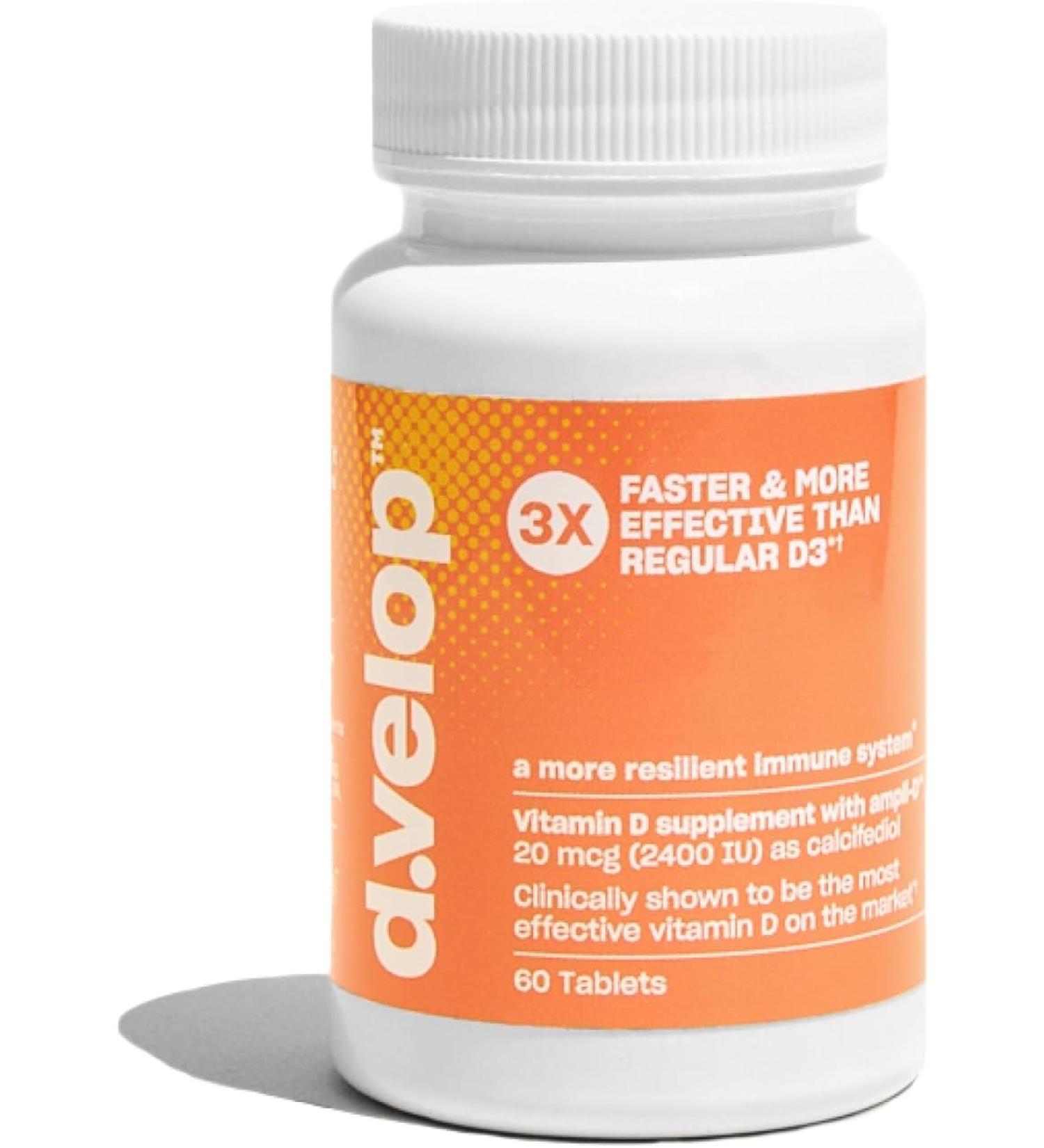 d.velop Vitamin D Supplements 2400 IU - Immune, Bone & Heart Health - 3X Faster Results - 60 Count - Buy Online on GoSupps.com