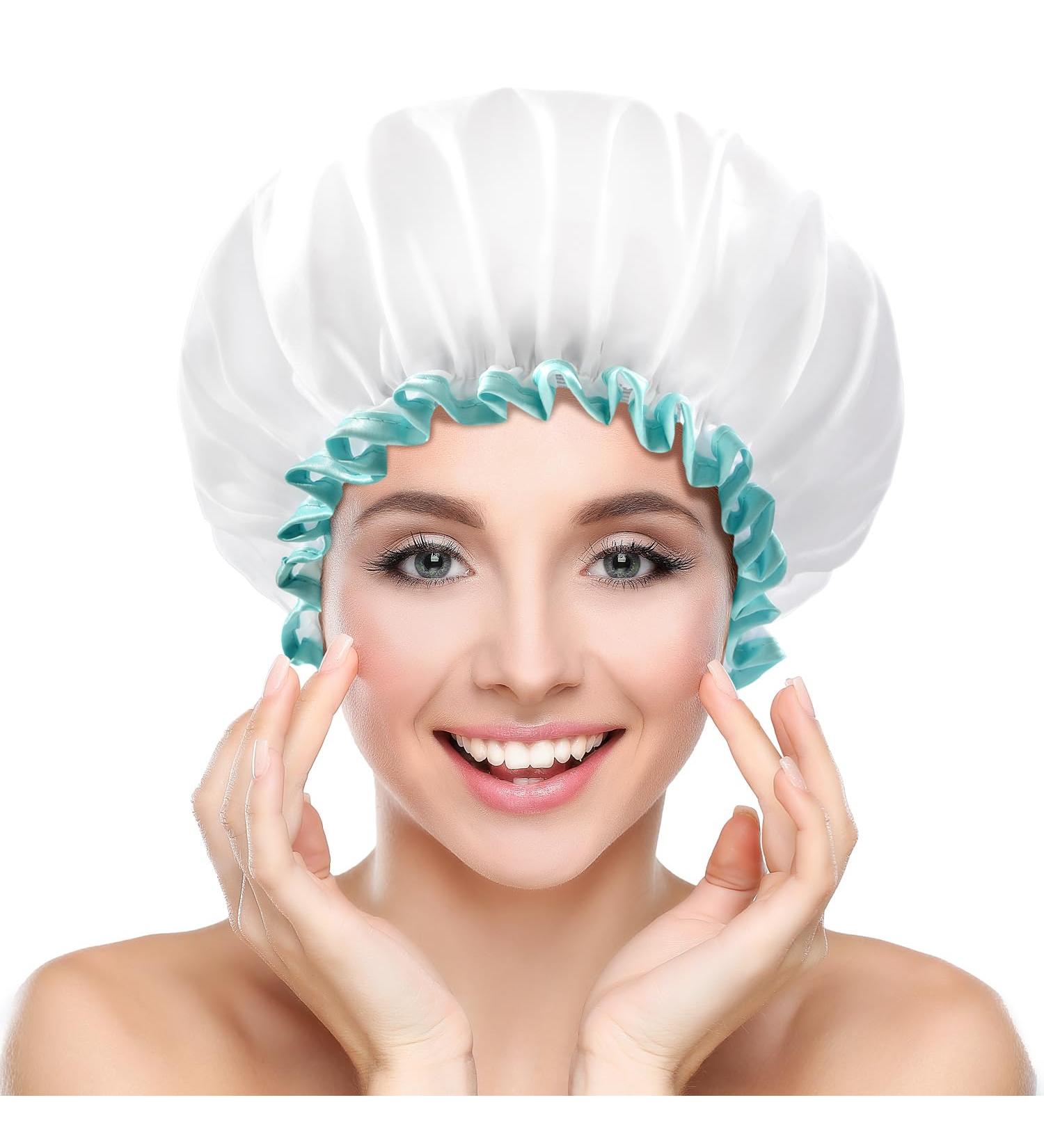 Mikimini Waterproof Shower Cap for Women & Girls - Reusable Washable Cute & Soft - Medium White (1 Pack) - Buy Online on GoSupps.com