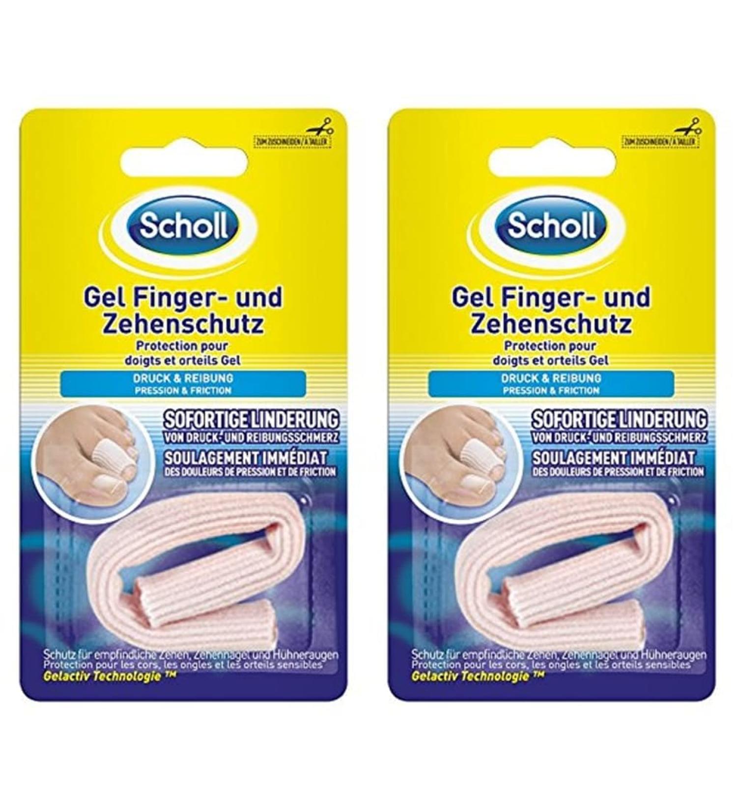 Scholl gel finger - and toe protection for pressure points - with gelactiv technologist coating - soft - concrete - reusable - reusable - washable - 1 piece with 2) 1 piece (2 pack) gel finger and toe protection