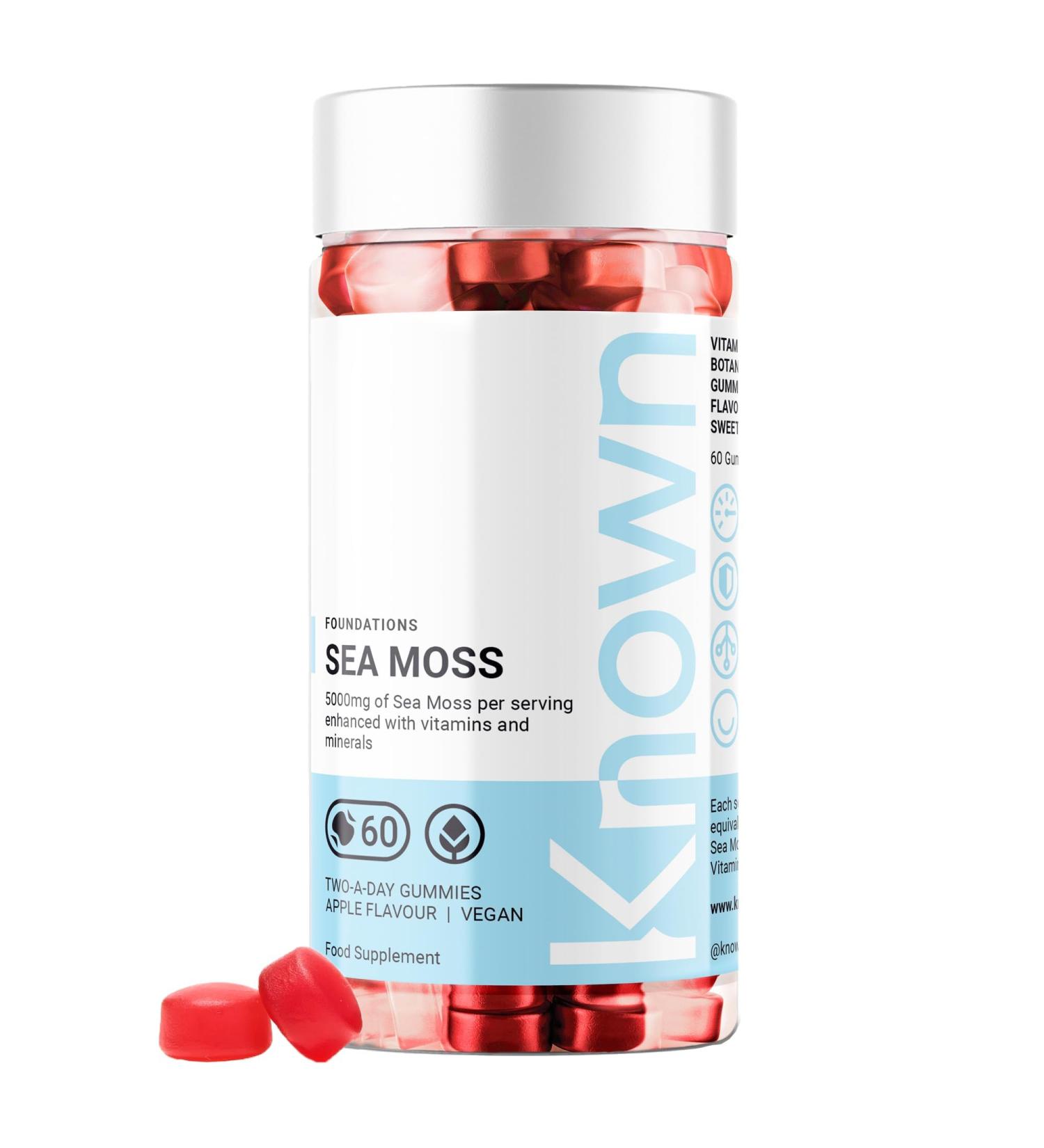 Sea Moss Gummies by Known Nutrition | Natural Immune and Gut Support | Delicious Natural Apple Flavour | 60 Two-a-Day Vegan Vitamin Sea Moss Gummies (3) - Buy Online on GoSupps.com