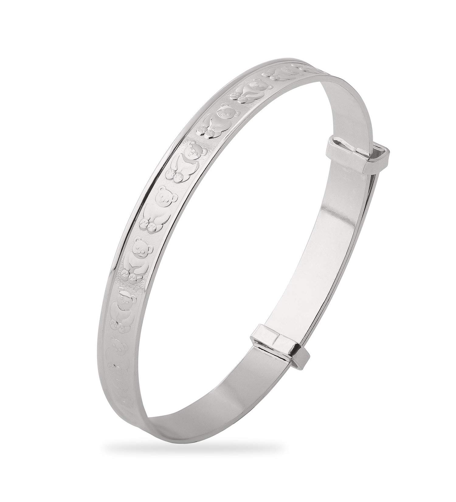Ornami Teddy Sterling Silver Baby Bangle - Adjustable Size - Buy Online on GoSupps.com