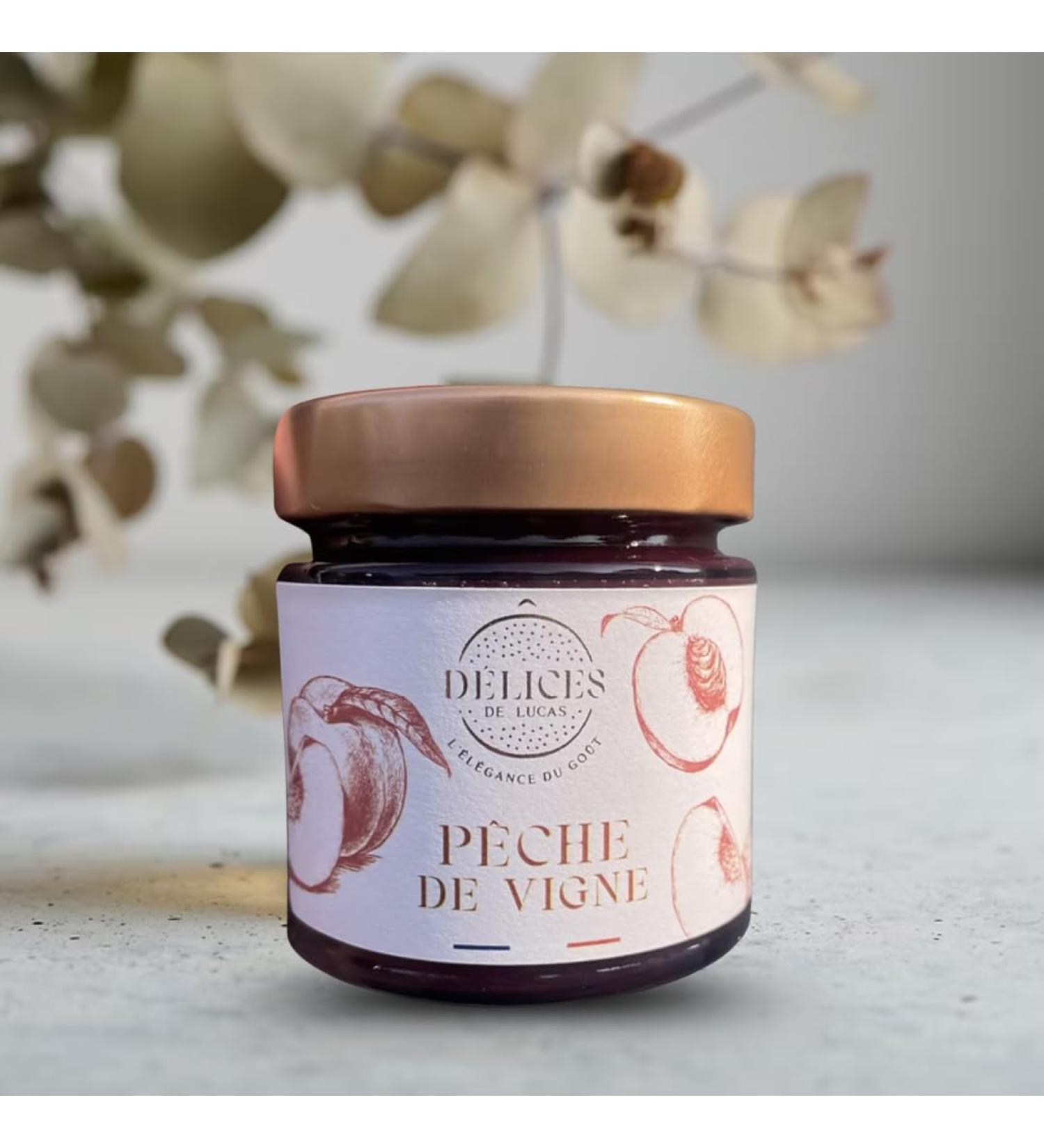 O D lices de Lucas Lucas' Delights Peach and Vine Jam 62% Fruit Artisanal and Made in France 230g Glass Jar French Gastronomy - Buy Online on GoSupps.com