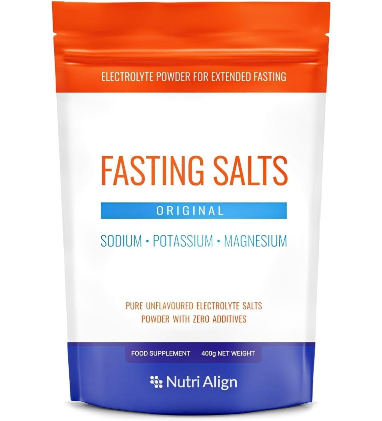 Fasting Salts: Pure Electrolyte Powder with Sodium, Potassium, Magnesium. 400g - Nutri-Align Fasting Range - Buy Online on GoSupps.com