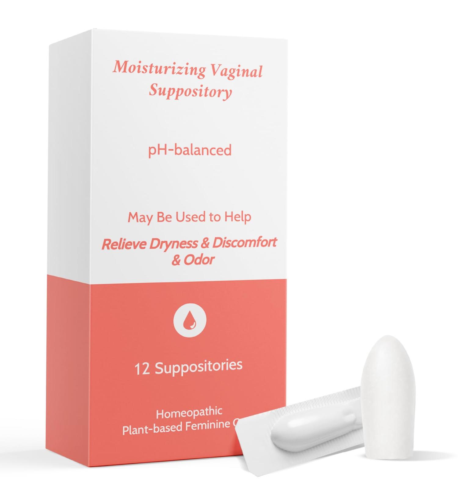 Vaginal Moisturizing Suppositories | Hydration & Comfort | pH Balancer with Hyaluronic Acid & Vitamin E - 12 Inserts - Buy Online on GoSupps.com