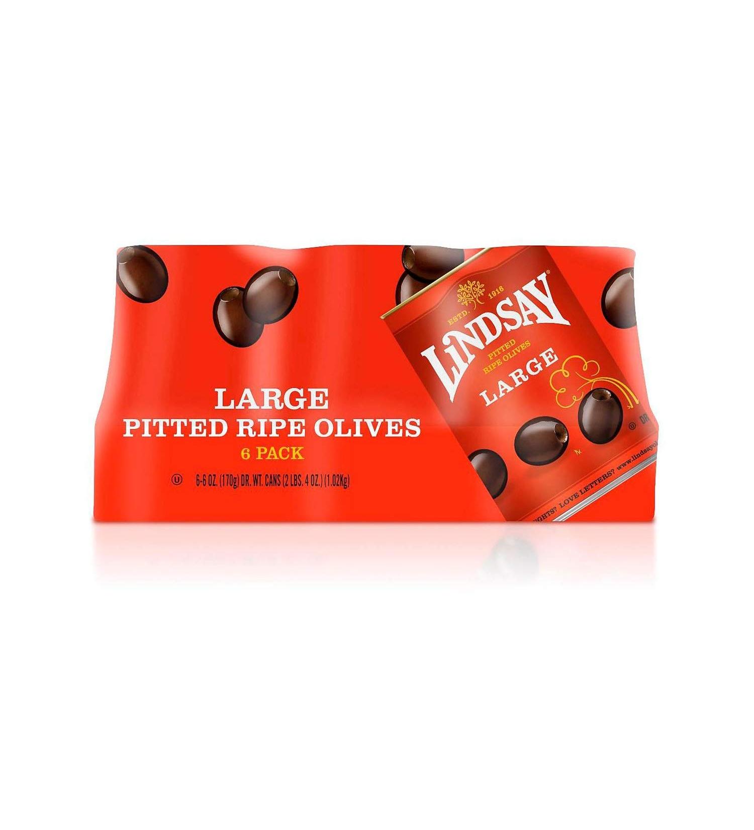 Lindsay Large Pitted Olives 6 Ounce Cans - Pack of 6 | Premium Quality Olives - Buy Online on GoSupps.com