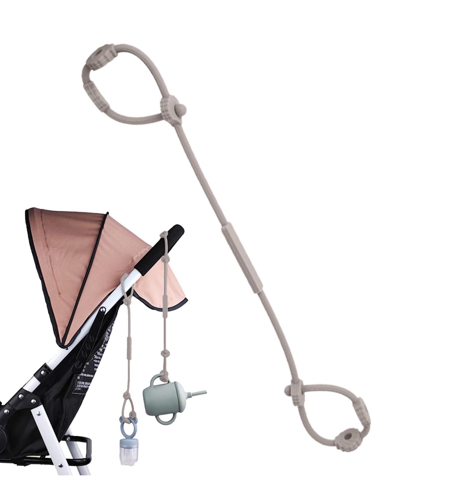 Light Gray Toy Holder for Strollers | Adjustable Silicone Belt Food Catcher Pacifier Clip & Cup Holder for Kids - Buy Online on GoSupps.com