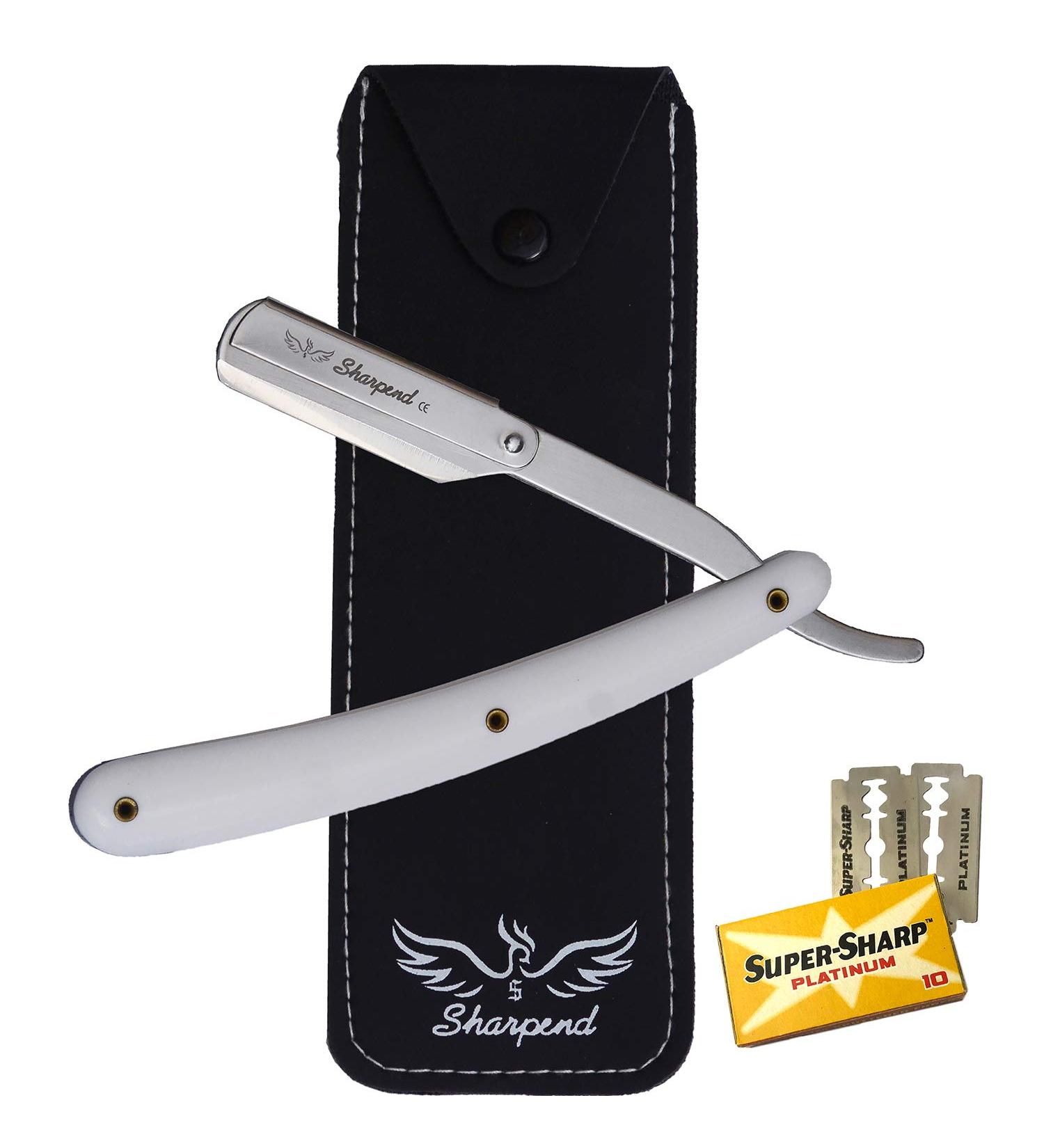 Top Quality Plastic Handle Straight Edge Barber Razor Kit - Includes 10 Double-Edge Blades | Ideal for Professional Shaving & Beard Grooming - Buy Online on GoSupps.com