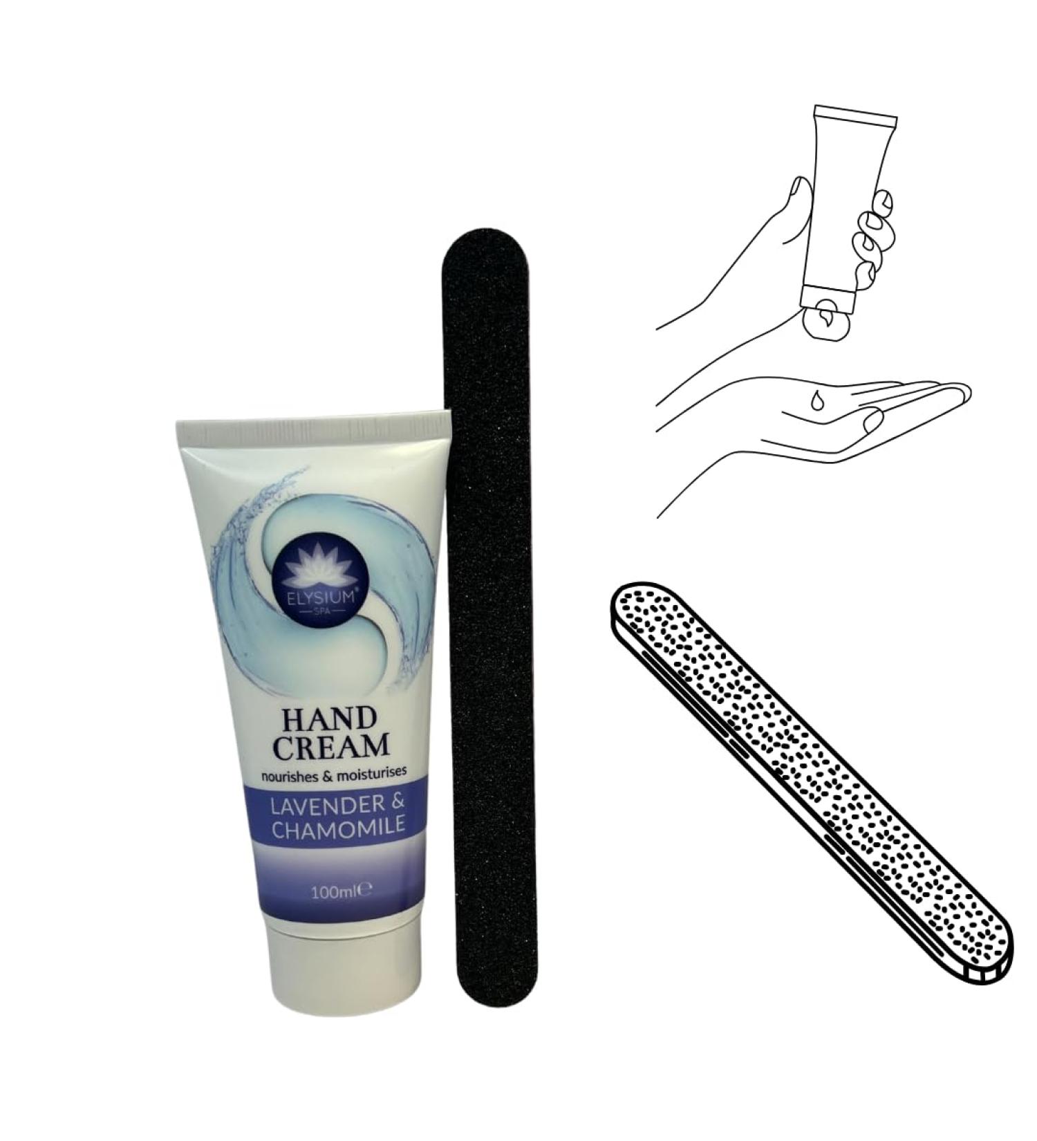 Hand Care Pack Bundle with Elysium Lavender and Chamomile Hand Cream (100ml) Langley Green Nail File/Emery Board - Buy Online on GoSupps.com
