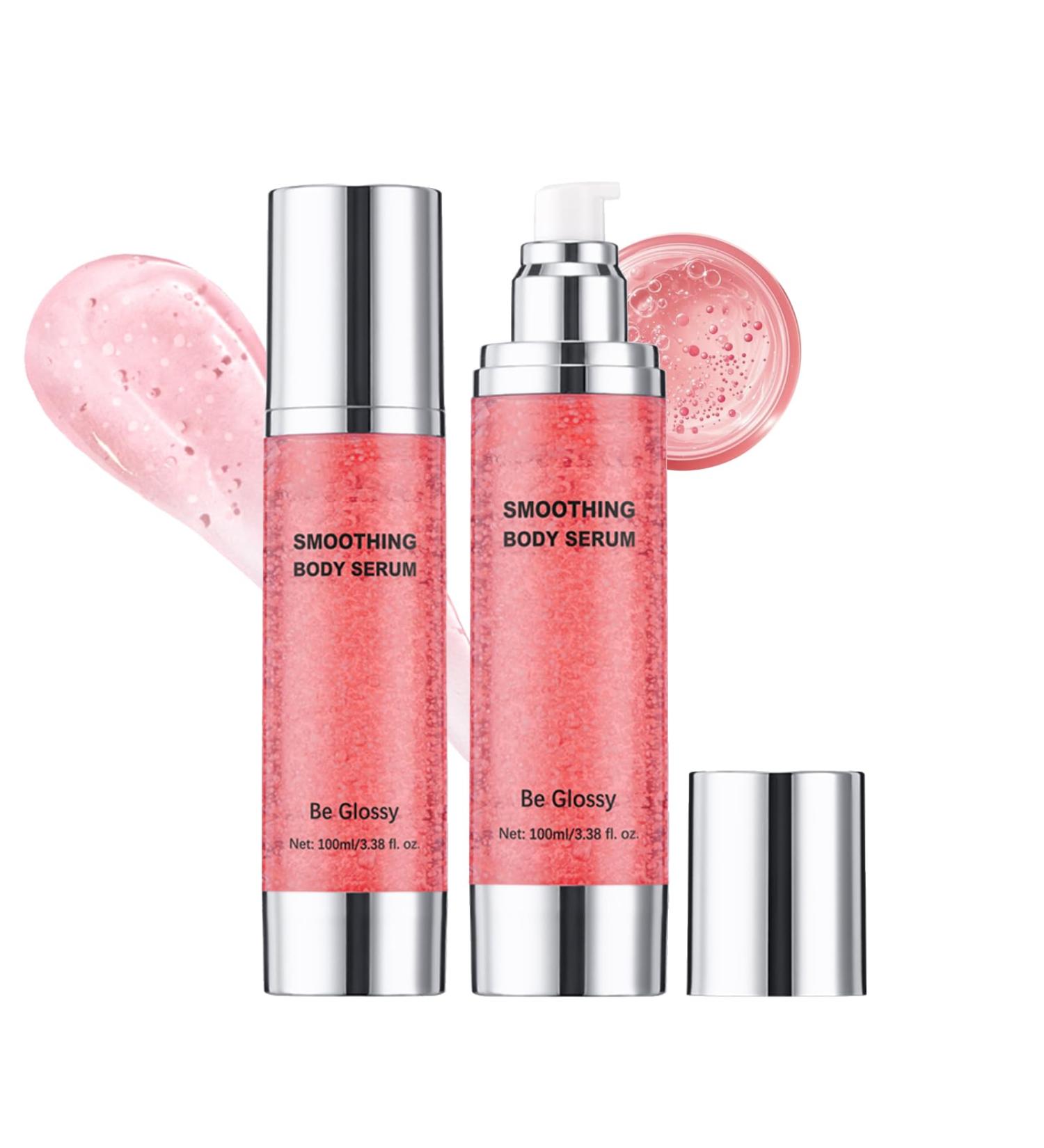 Be Glossy Body Serum for Wrinkles and Crepe Skin: Anti-Wrinkle Hydrating Firming & Plump with Hyaluronic Acid & Vitamin E Non-Greasy Tighten and Lift Serum - Buy Online on GoSupps.com