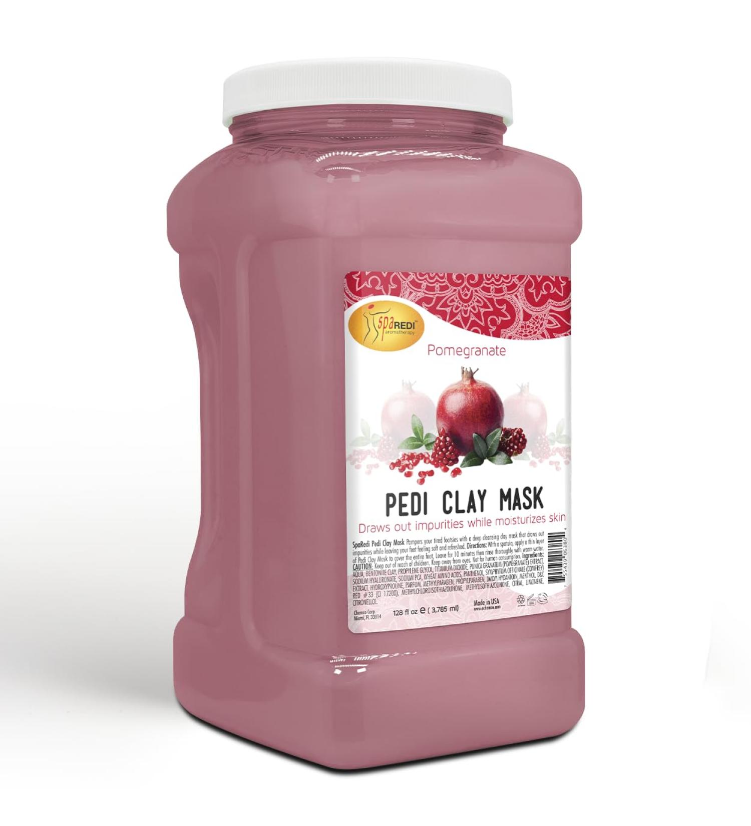 SPA REDI Pomegranate Clay Mask 128 Oz - Deep Cleansing Detoxifying & Hydrating for Pedicure & Body | Natural Bentonite Clay - Buy Online on GoSupps.com