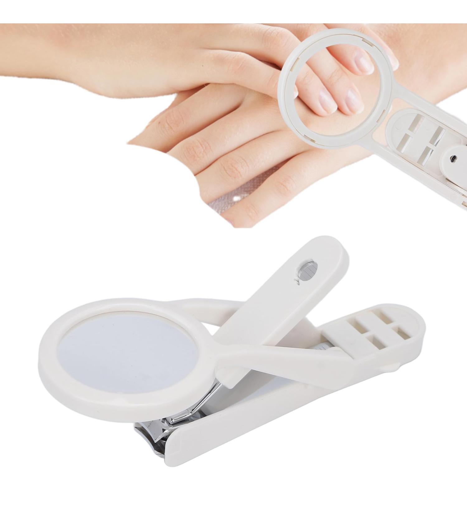 Stainless Steel Adjustable Nail Snap with Magnifying Glass for Seniors - Fingernail & Toenail Cutter Care (White) - Buy Online on GoSupps.com