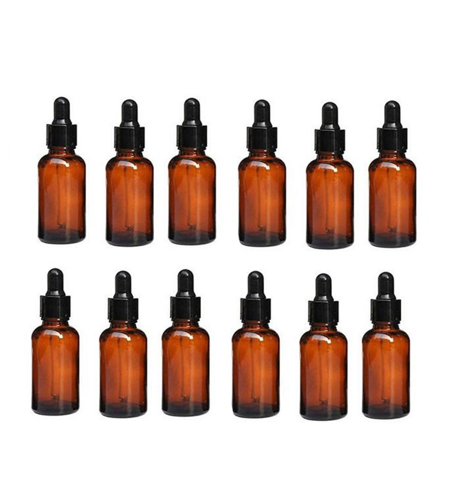 Buy 12pcs 20ml Refillable Amber Glass Essential Oil Bottles with Pipette - Perfect for Aromatherapy & DIY - Buy Online on GoSupps.com