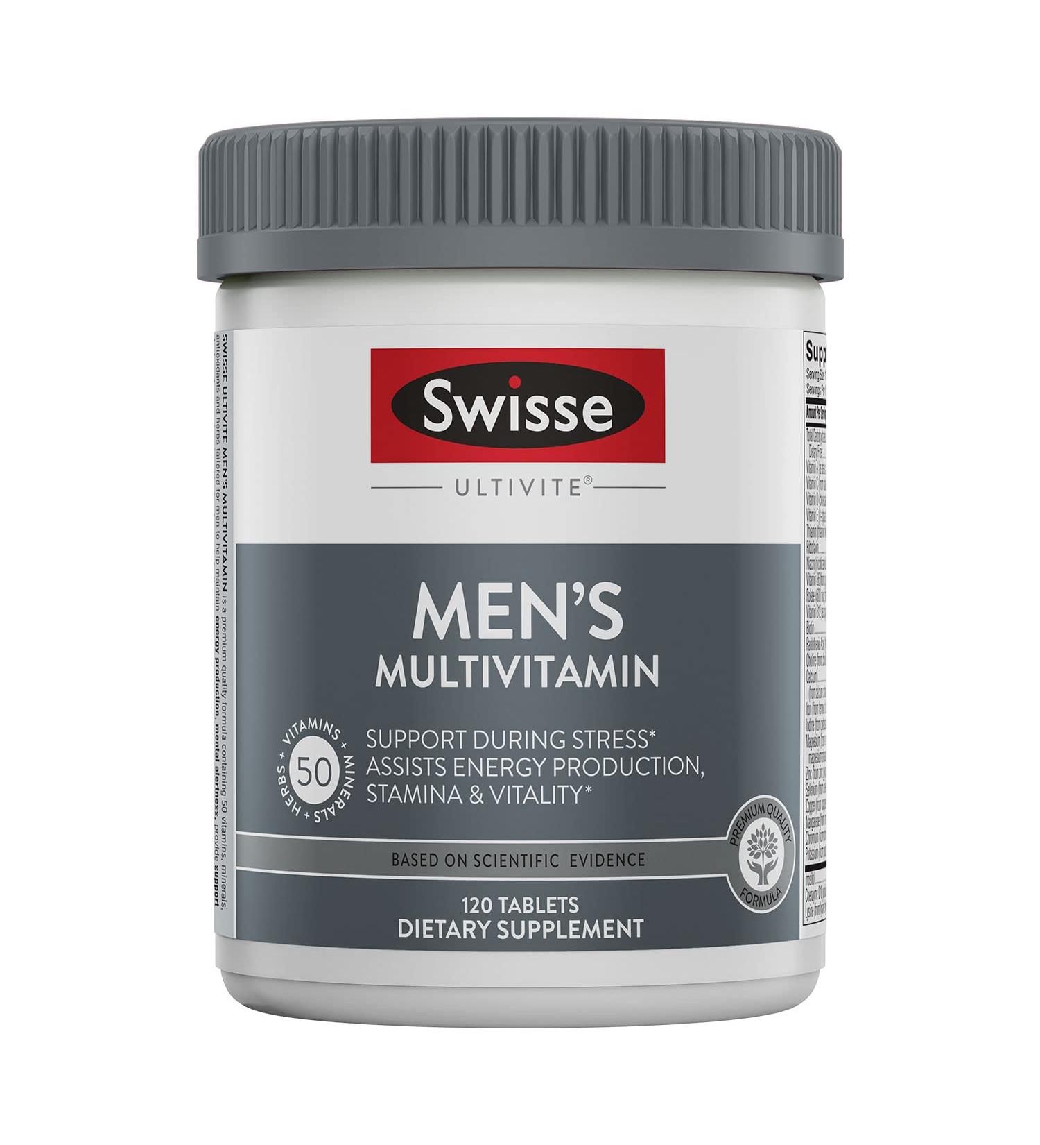 Swisse Men's Ultivite Multivitamin - 120 Tablets | Essential Nutrients for Optimal Health - Buy Online on GoSupps.com