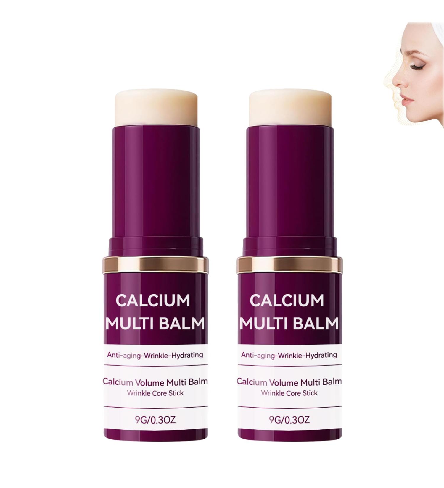  SKZKK Calcium Multi Balm Wrinkle Balm Stick Moisturizing Cream Collagen & Elastin Moisturizing Stick Deep Moisture Oil-Free for Eye Cream and Lip Balm (2 pcs) - Buy Online on GoSupps.com