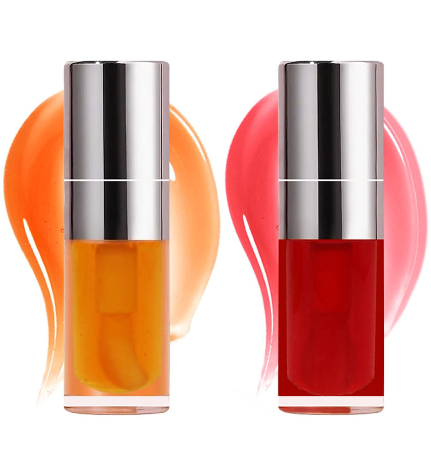 Lip Glow Oil Set 2 Pcs - Plumping, Hydrating, Non-Sticky Lip Gloss Oil - Nourishing Tinted Lip Balm - Soothes Dry Lips - Honey & Cherry Tint - Buy Online on GoSupps.com