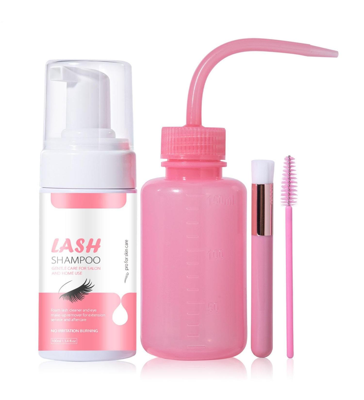 Eyelash Extension Shampoo - Foam Eyelash Cleaner Brush Applicator | Rinse Bottle 100ml Soft Eyelid Purification Solution Maqui Removal Accessory - Buy Online on GoSupps.com