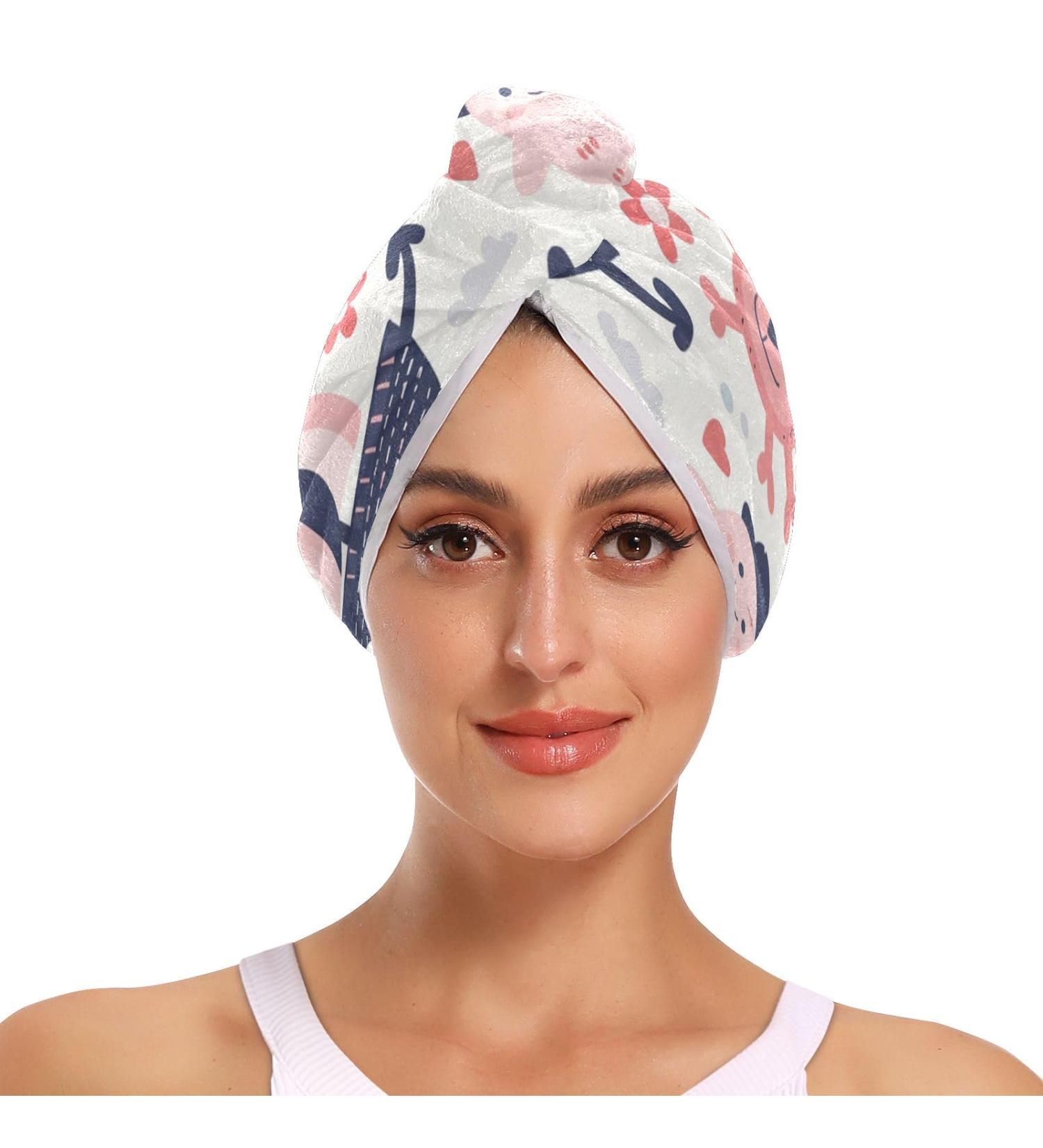Pirate Ship1 Hair Towel 2 Pack - Super Absorbent Quick Dry Hair Turbans for Women & Girls - Buy Online on GoSupps.com