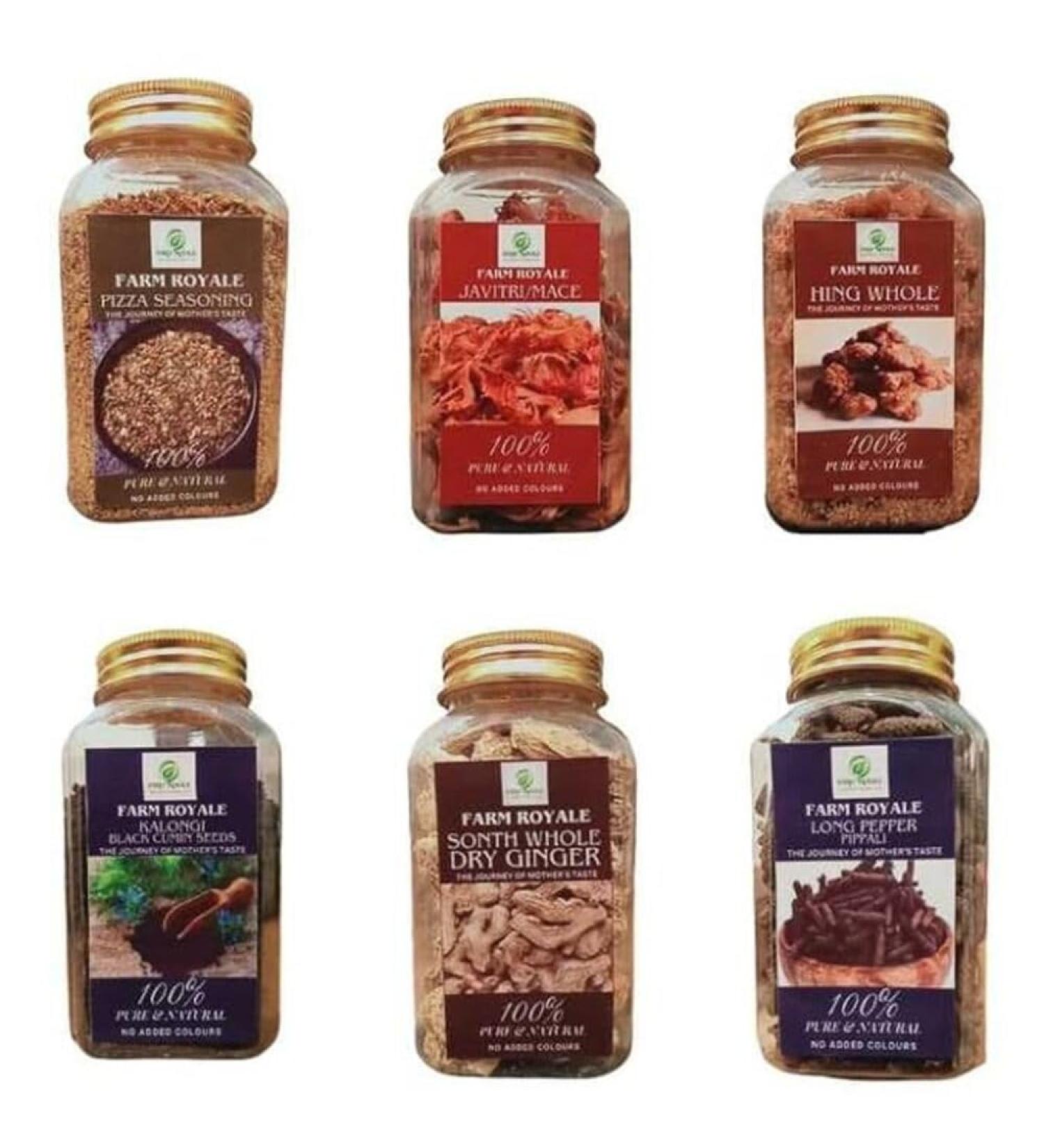 Farm Royale Spice Combo(Pizza Seasoning Javitri Hing Whole Kalongi Dry Ginger Long Pepper - Buy Online on GoSupps.com