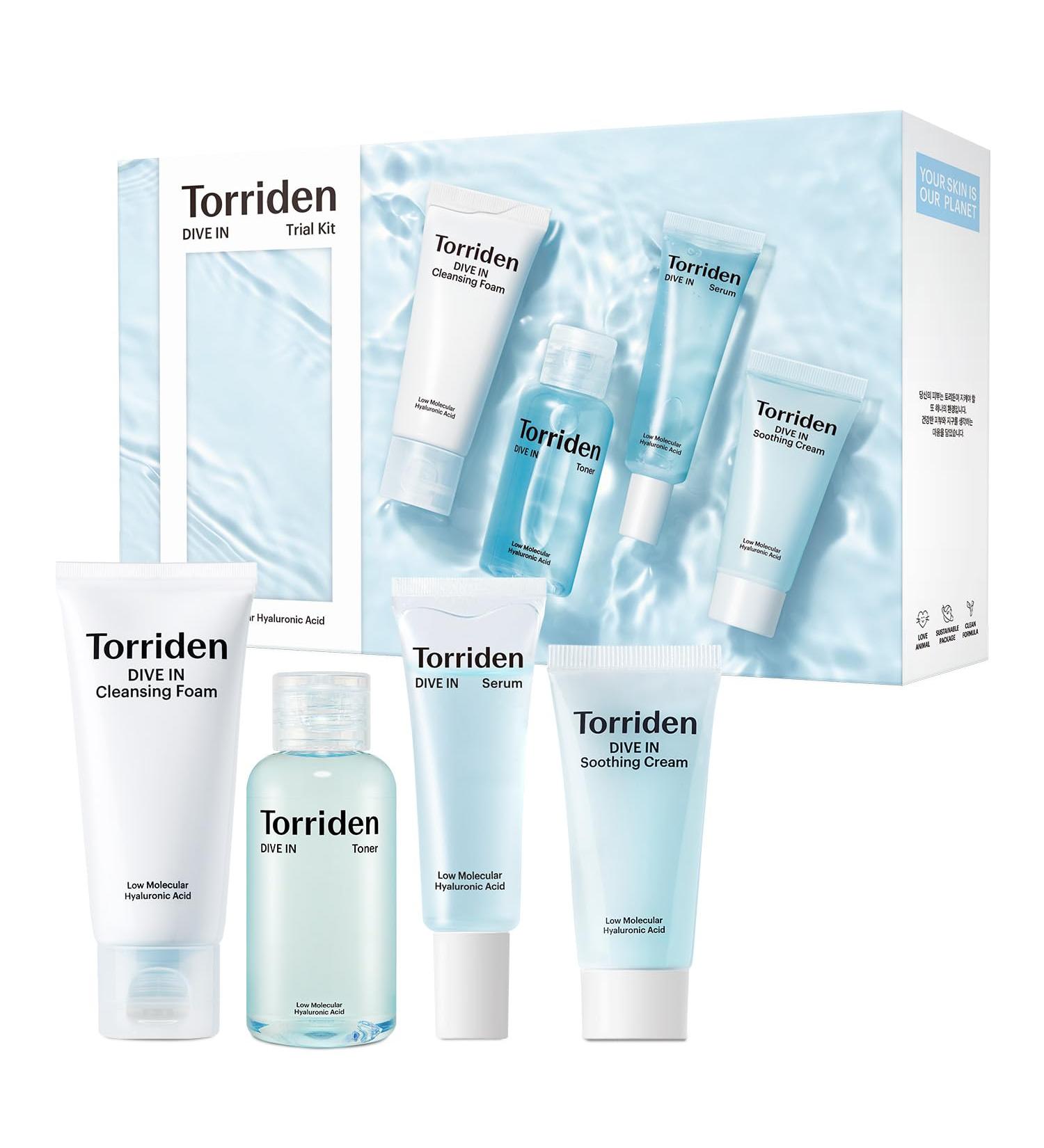 Torriden DIVE-IN Trial Kit | Hyaluronic Acid Skincare Set | Vegan & Hypoallergenic Korean 4-Step Regimen - Buy Online on GoSupps.com