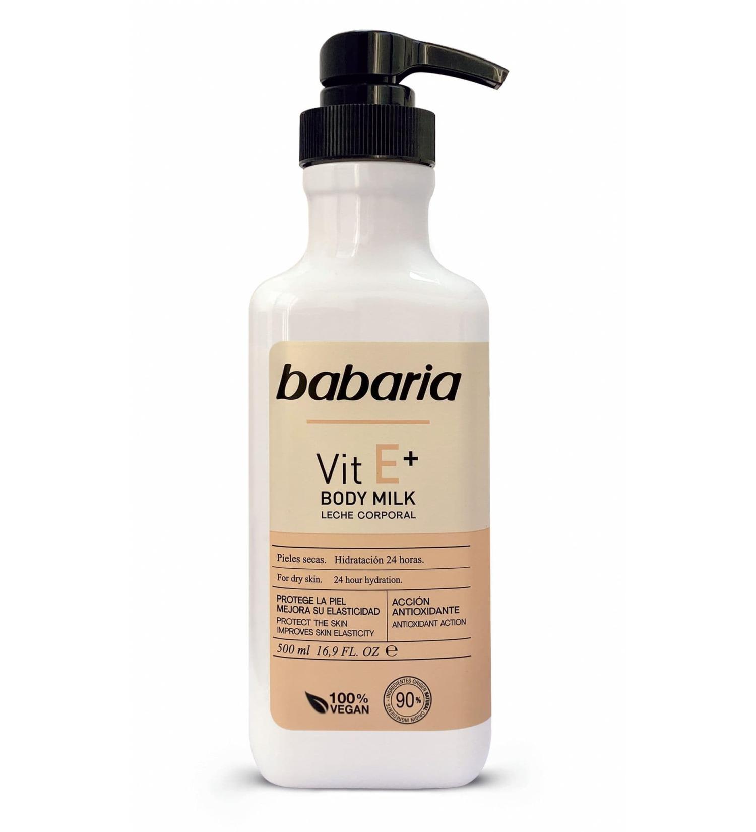 Babaria Body Milk Hydrating Vitamin E 500ml - Nourishing Moisturizer for Soft Smooth Skin | International Shipping Available - Buy Online on GoSupps.com