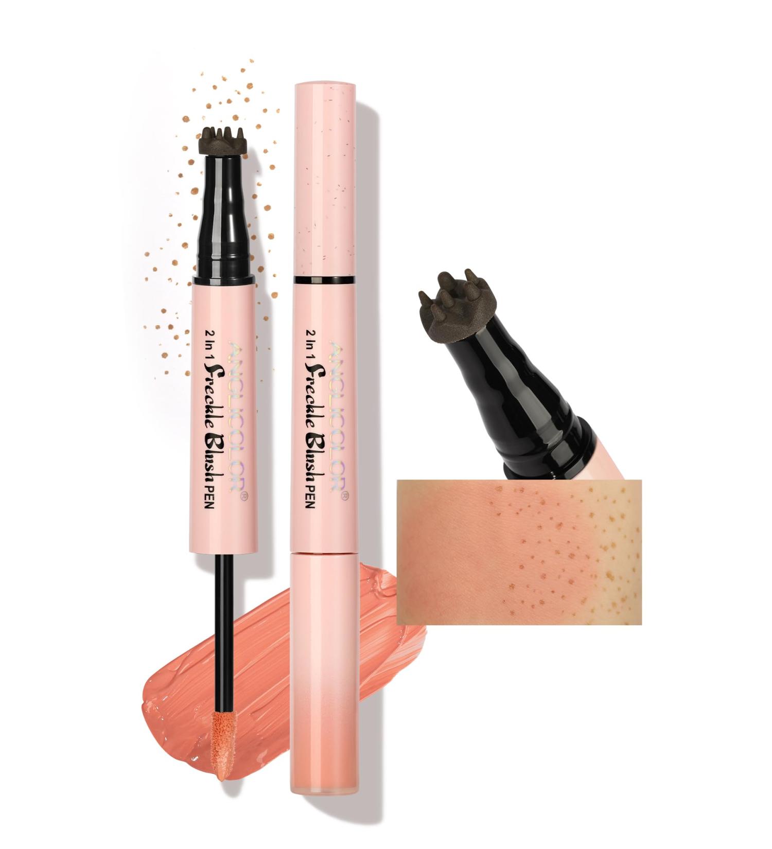 Anglicolor Tache de Rousseur 2-EN-1 avec blush naturel s chage rapide r sistant l'eau facile utiliser contr le de la taille des taches de rousseur maquillage h l (01#Light Brown+Soft Nude Pink) - Buy Online on GoSupps.com