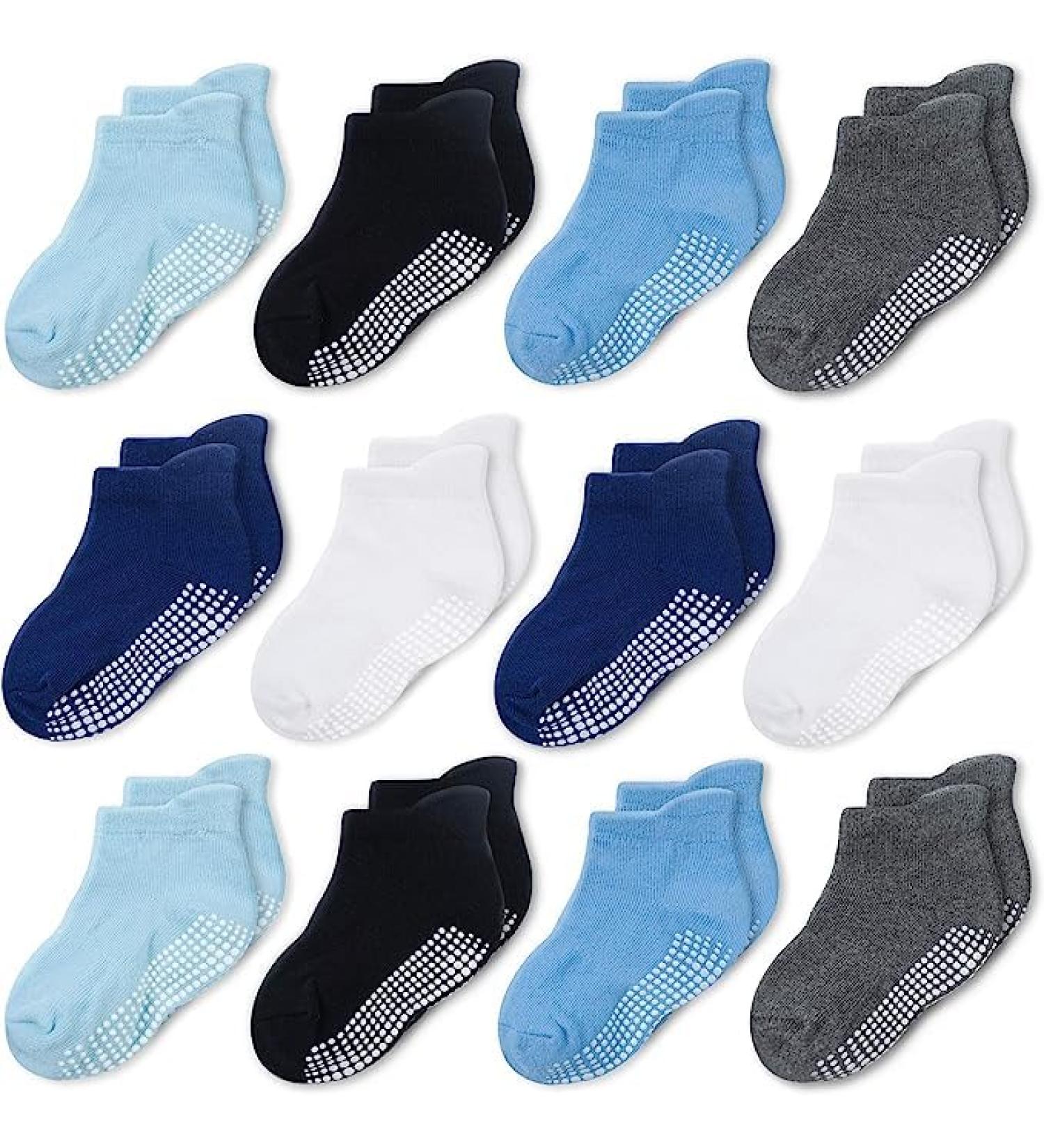 CozyWay Baby Non-Slip Toddler Socks with Grippers, 12 Pairs - Boys 6-12 Months - Buy Online on GoSupps.com