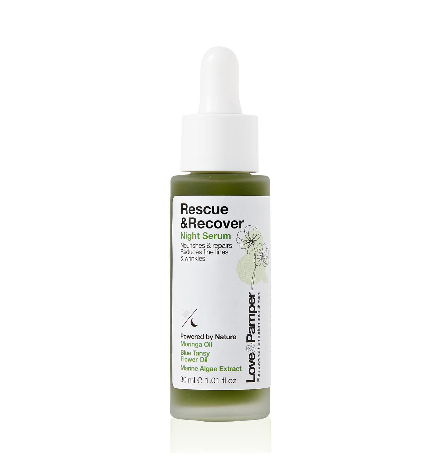 Love & Pamper RESCUE & RECOVER Night Repair Serum - Plant Powered Vitamin E Targets Dark Spots Reduces Fine Lines Redness Repair & Nourishes Skin Smooths Texture Overnight Night Serum_For Skin - Buy Online on GoSupps.com