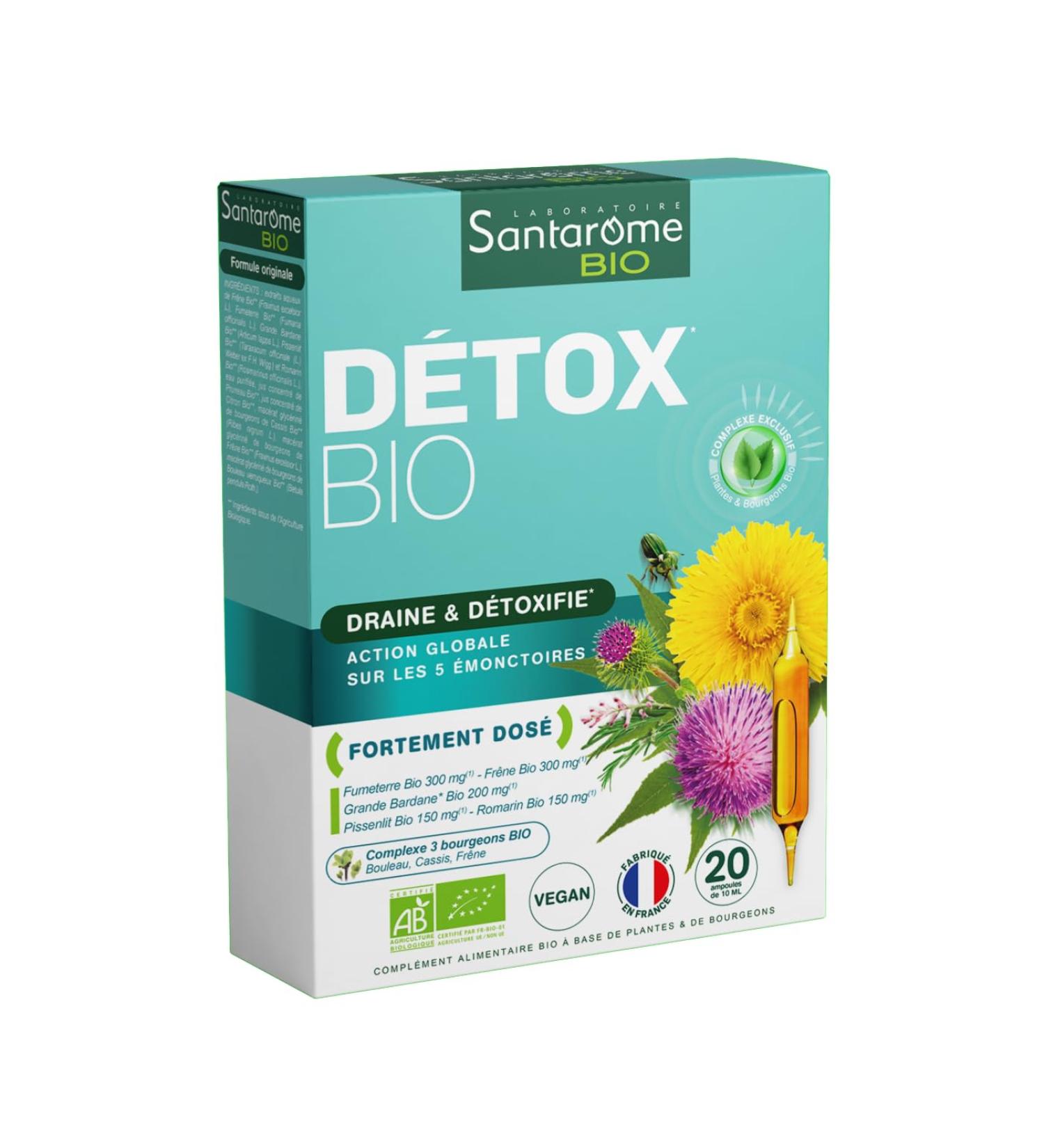 Santarome Bio - Organic Detox | Global Detox Food Supplement | Drains & Regenerates the 5 Emunctories - Organic Plants - Large - Buy Online on GoSupps.com