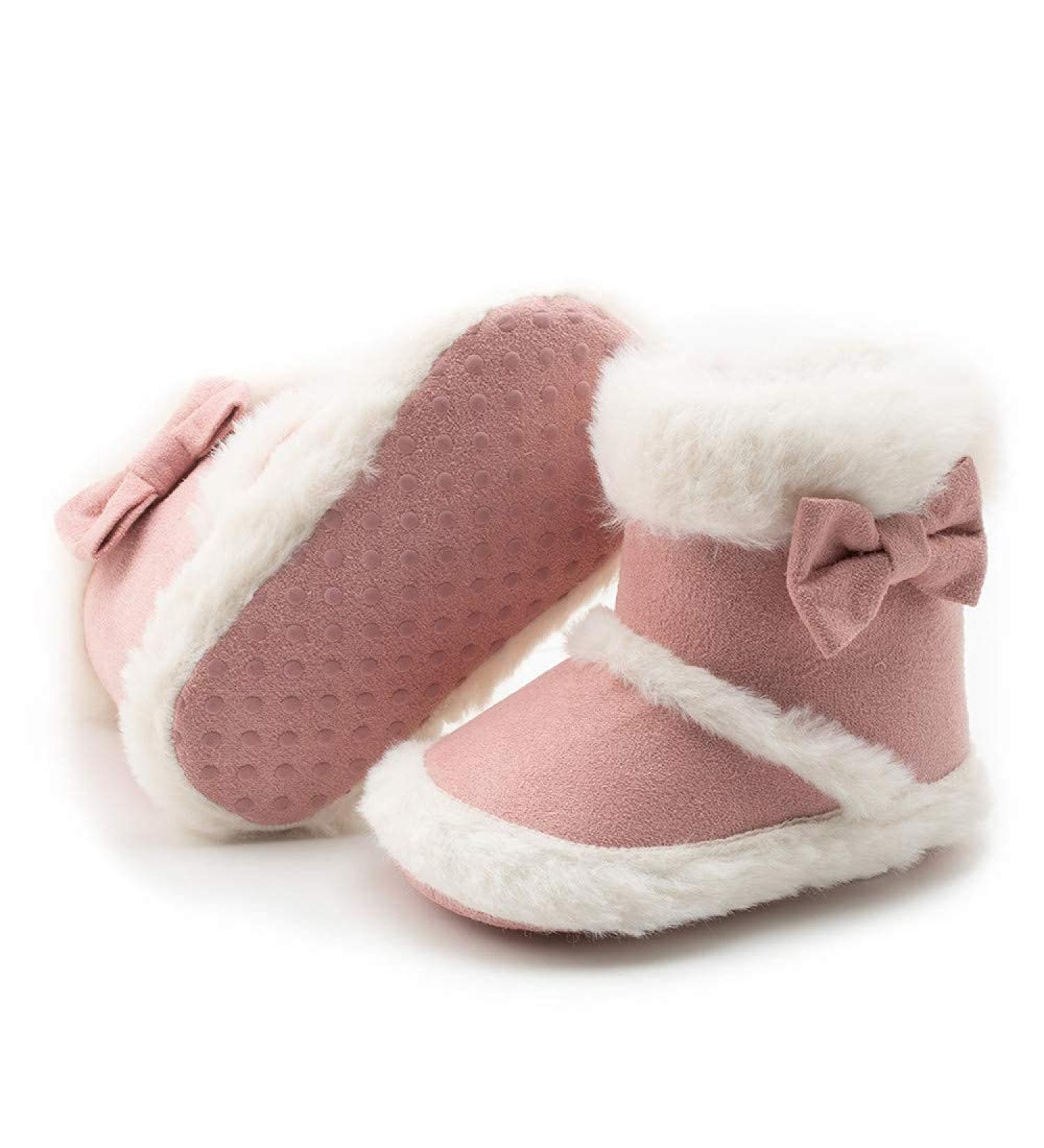 Sonsage Infant Baby Snow Boots - Soft Anti-Skid Sole Ankle Booties for Winter - 12-18 Months - Pink - Buy Online on GoSupps.com
