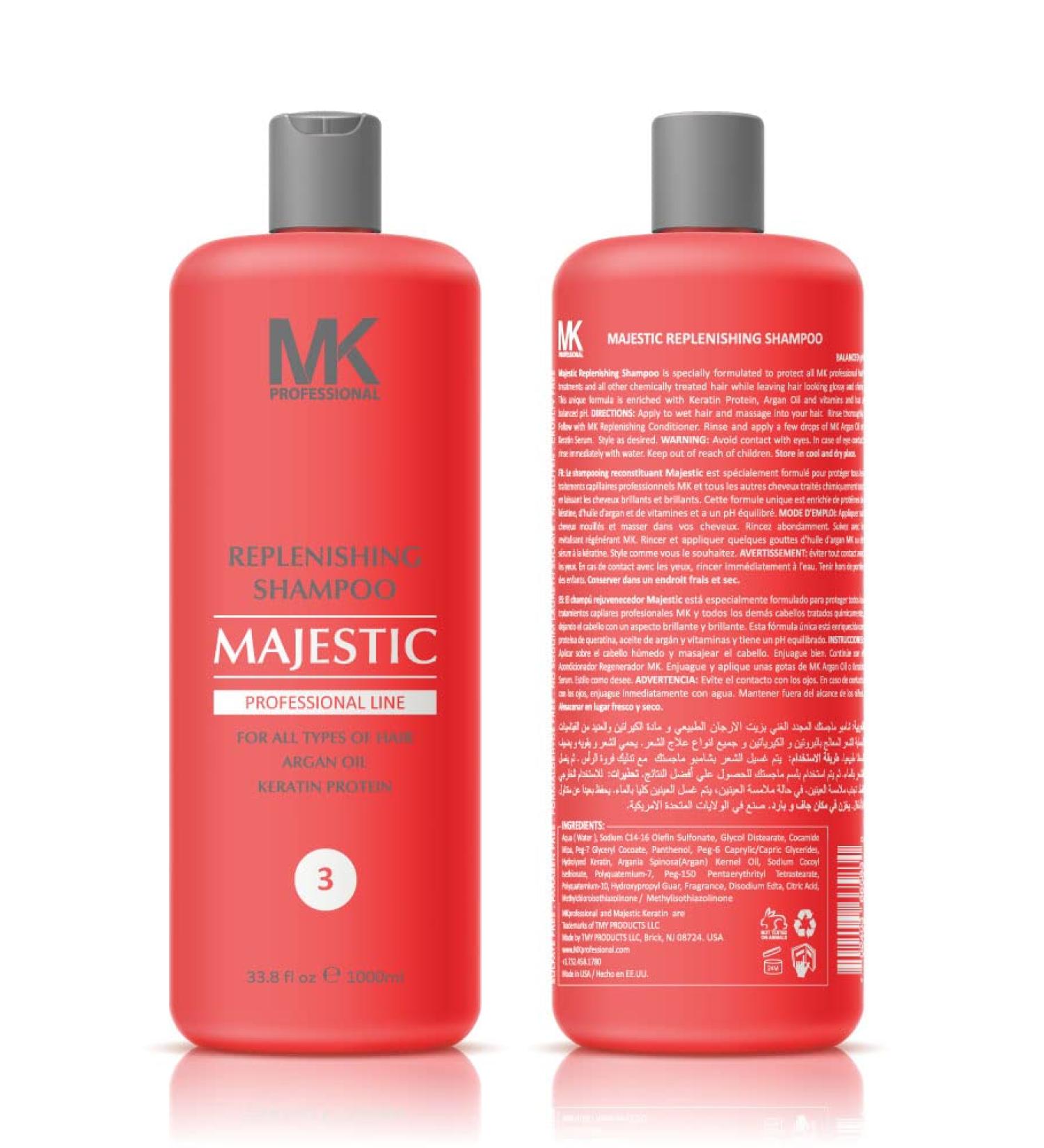 Majestic Keratin Replenishing Shampoo 33.8oz(1000ml)- Soduim Chloride & Sulfate Free