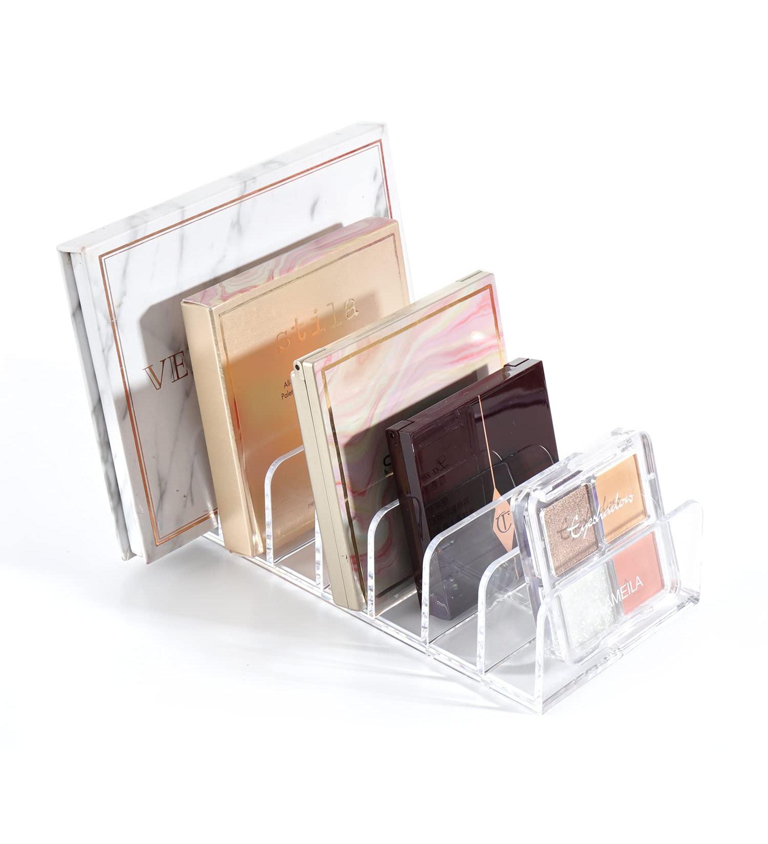 Clear Makeup Palette Organizer for Bathroom Vanity - Cosmetics Storage Solution with 7 Sections for Eyeshadow, Contour Kit, and Blush - Buy Online on GoSupps.com
