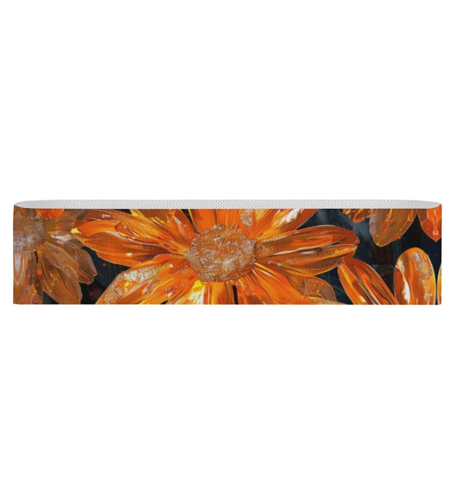 Shop Resistance Bands - Elastic Fabric Exercise Bands with Orange Foil Flowers | International Shipping - Buy Online on GoSupps.com