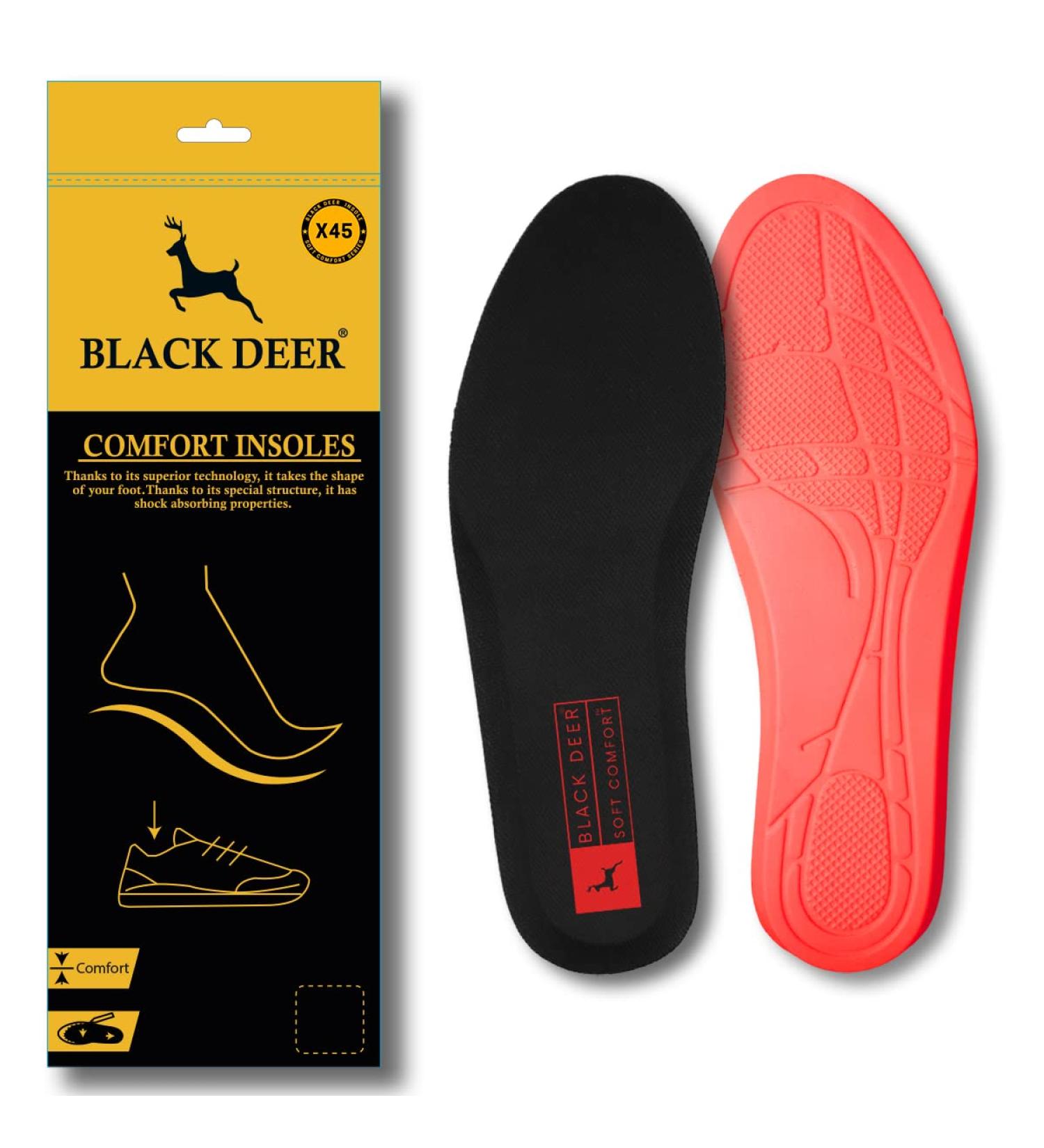 BLACK DEER X45 Orthopaedic Comfort Sports Insoles - Cushioned & Breathable for Men and Women | Size 36-45 (40 EU) - Ideal for Everyday Use and Work - Buy Online on GoSupps.com